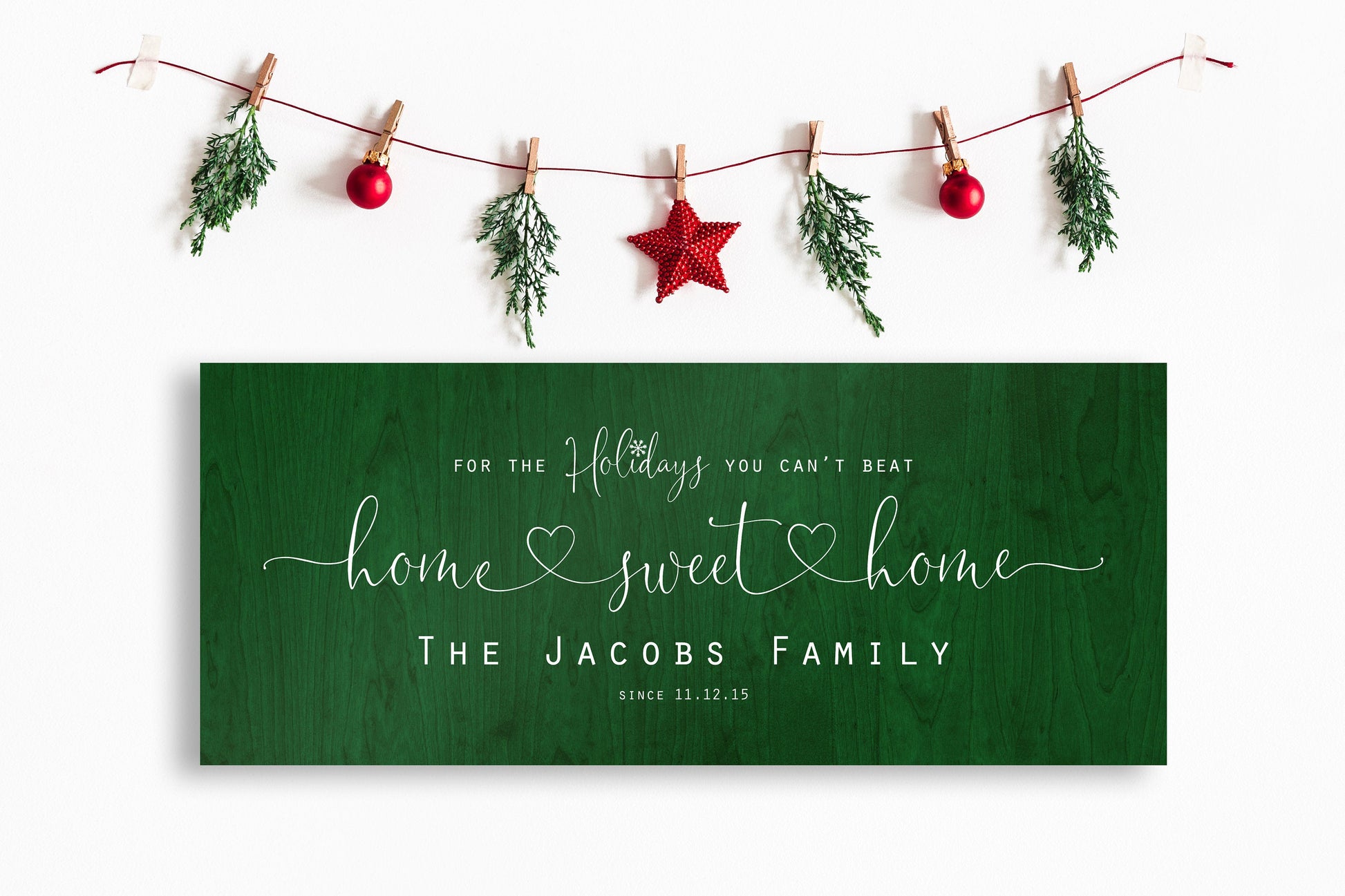 Christmas, Family sign, Home for the Holidays, Couple Gift, Wood Gift, 5 Year, Personalized, With name, Holiday Sign, Est Sign, Wedding gift