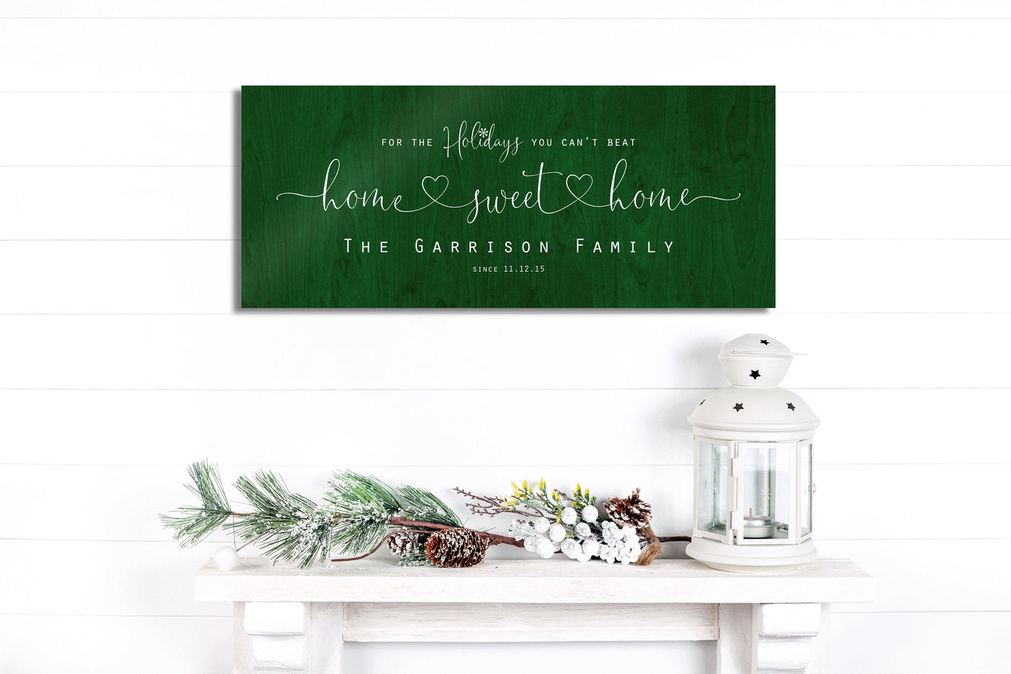Christmas, Family sign, Home for the Holidays, Couple Gift, Wood Gift, 5 Year, Personalized, With name, Holiday Sign, Est Sign, Wedding gift