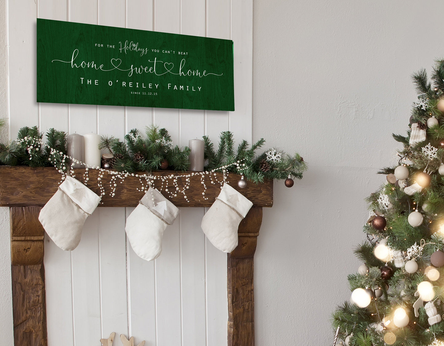 Christmas, Family sign, Home for the Holidays, Couple Gift, Wood Gift, 5 Year, Personalized, With name, Holiday Sign, Est Sign, Wedding gift