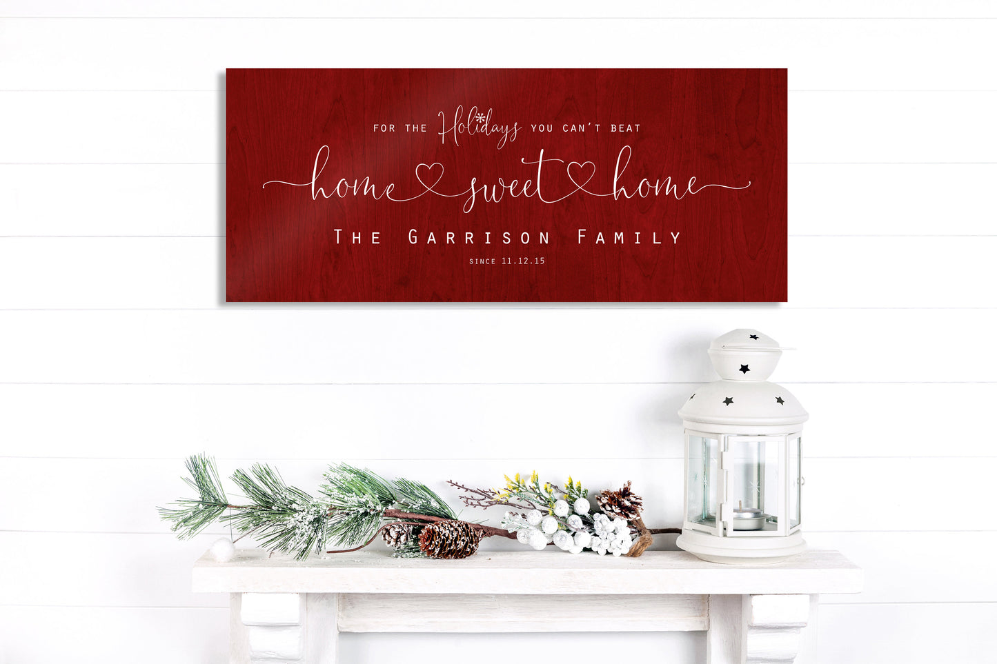 Christmas, Family sign, Home for the Holidays, Couple Gift, Wood Gift, 5 Year, Personalized, With name, Holiday Sign, Est Sign, Wedding gift