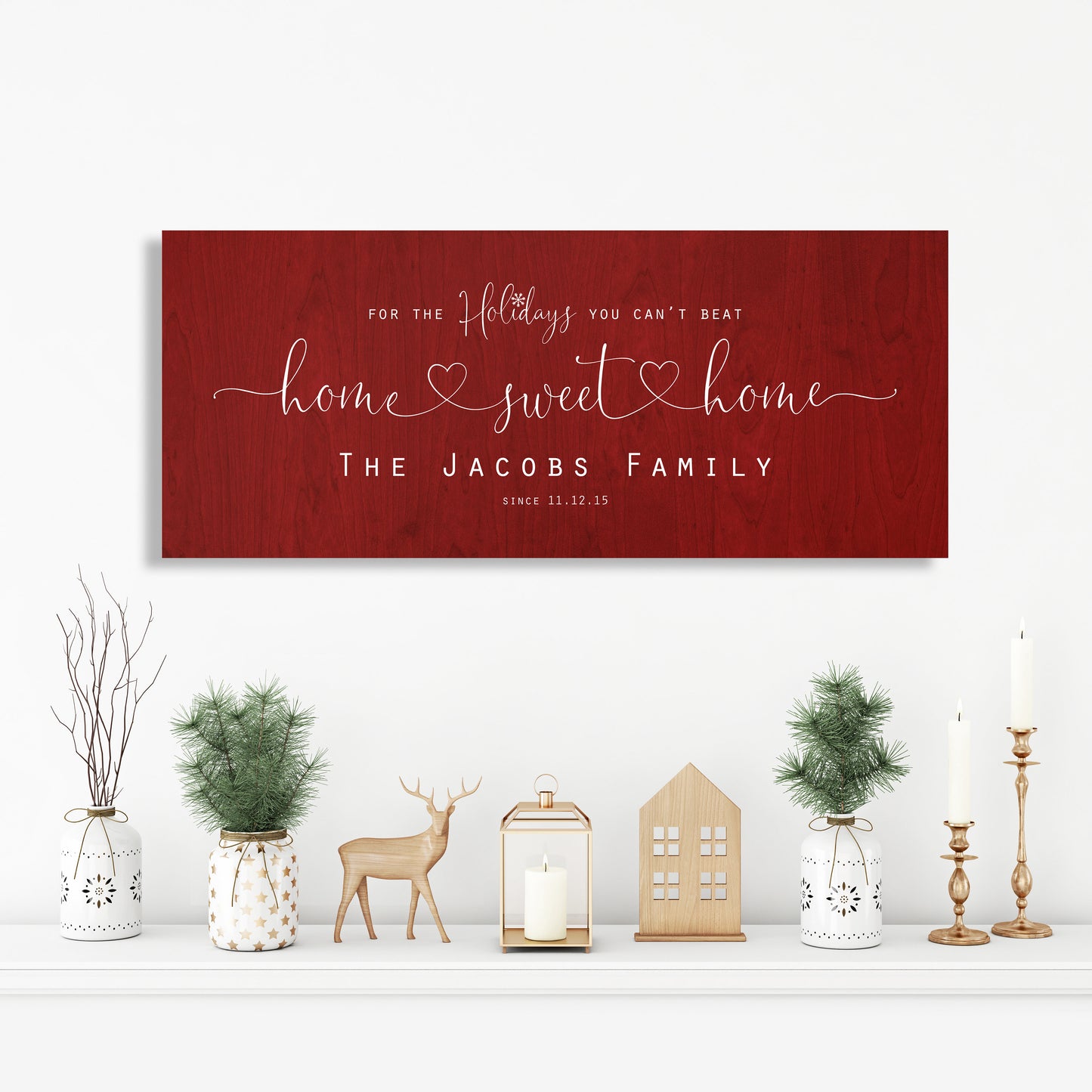 Christmas, Family sign, Home for the Holidays, Couple Gift, Wood Gift, 5 Year, Personalized, With name, Holiday Sign, Est Sign, Wedding gift