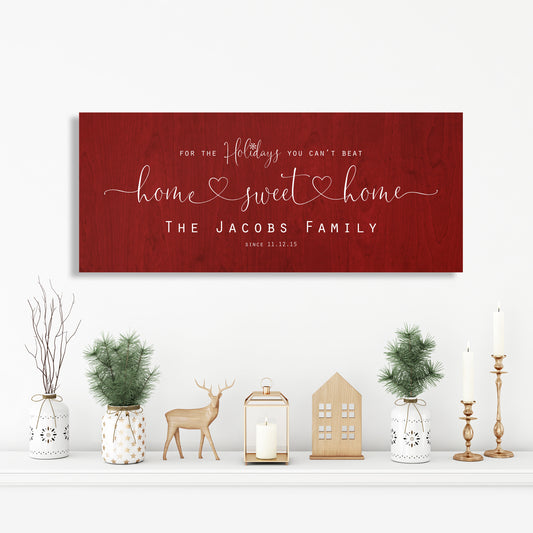 Christmas, Family sign, Home for the Holidays, Couple Gift, Wood Gift, 5 Year, Personalized, With name, Holiday Sign, Est Sign, Wedding gift
