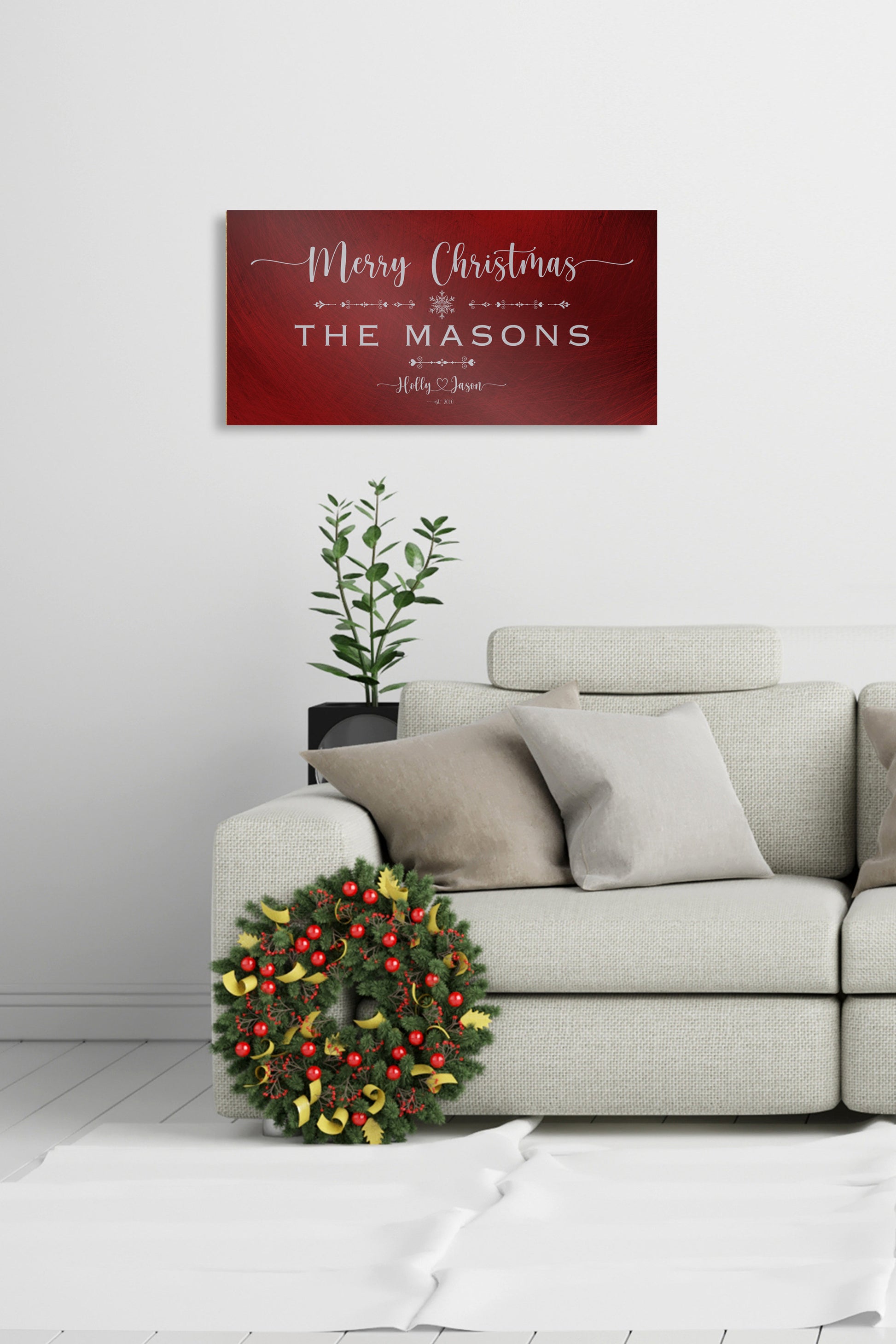 Family Christmas Sign, Christmas, decor, heart name, Personalized Holiday Sign, Establsihed Sign, with Name, Name Sign, Merry Christmas Sign