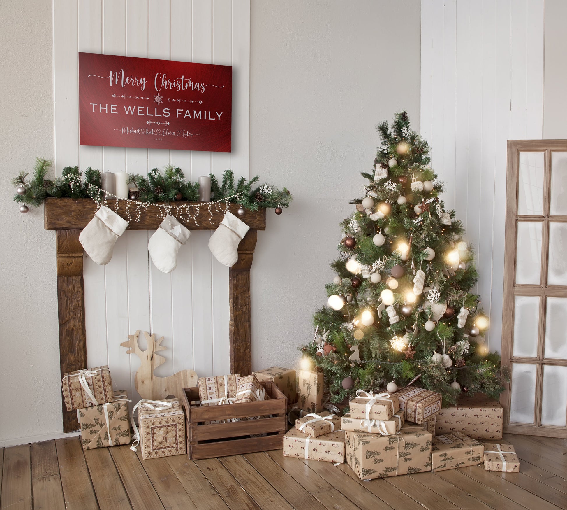 Family Christmas Sign, Christmas, decor, heart name, Personalized Holiday Sign, Establsihed Sign, with Name, Name Sign, Merry Christmas Sign