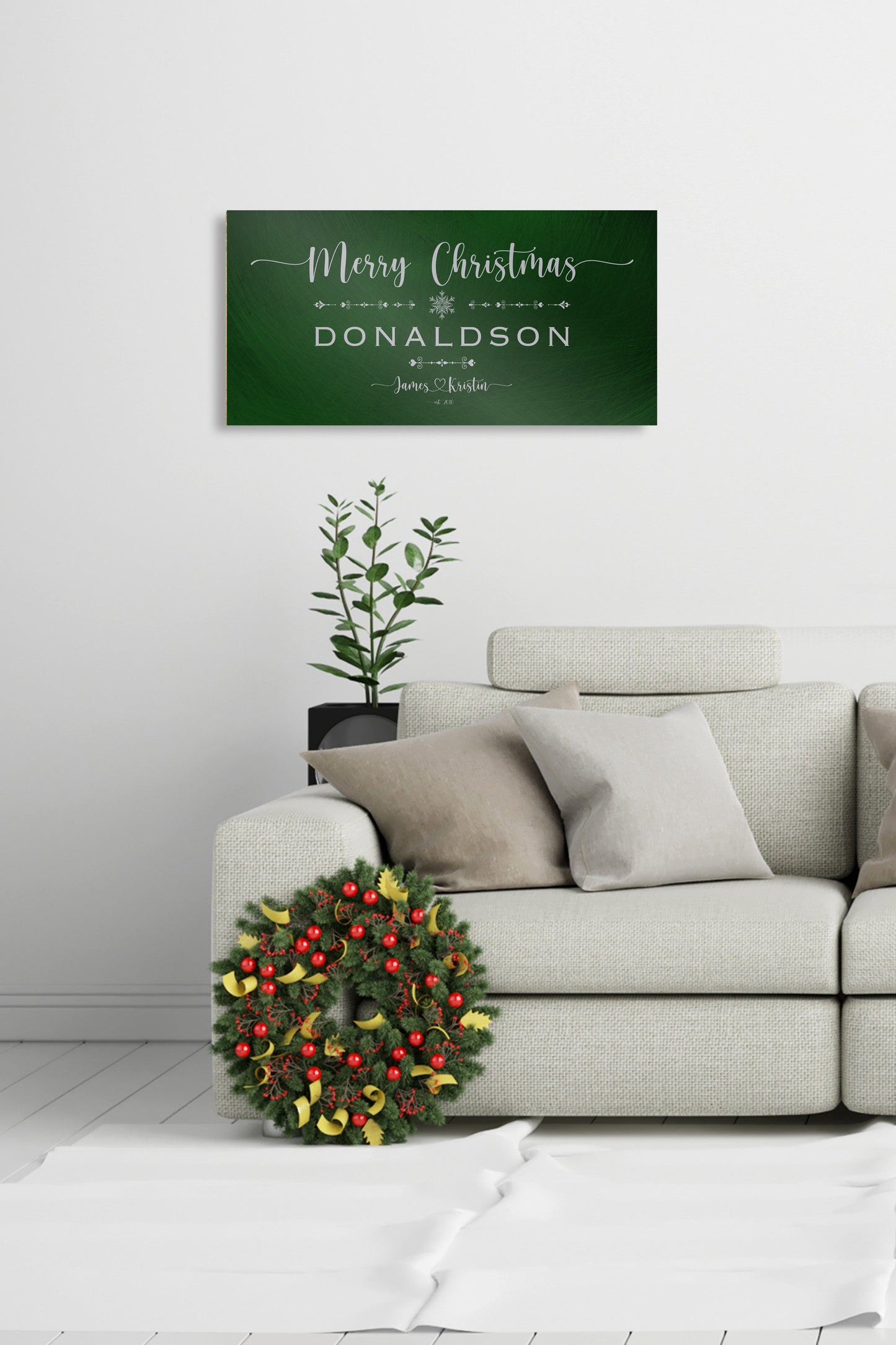 Family Christmas Sign, Christmas, decor, heart name, Personalized Holiday Sign, Establsihed Sign, with Name, Name Sign, Merry Christmas Sign