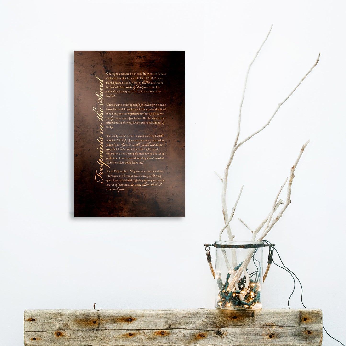 Footprints Poem, Footprints in the Sand, Christian Gift, 8th Anniversary, Encouragement, 19th anniversary, Sign, Scripture Gift, Gift Idea