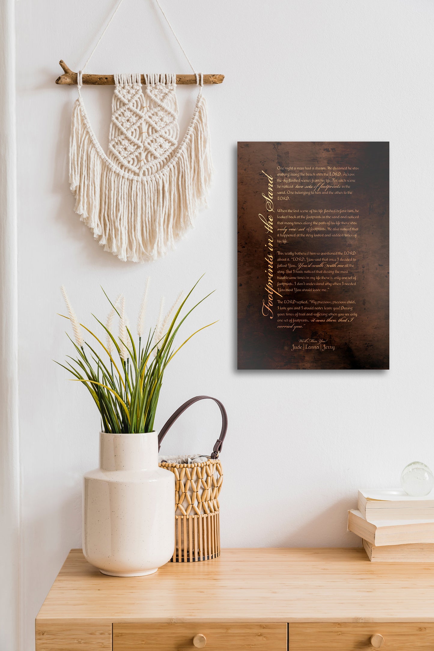 Footprints Poem, Footprints in the Sand, Christian Gift, 8th Anniversary, Encouragement, 19th anniversary, Sign, Scripture Gift, Gift Idea