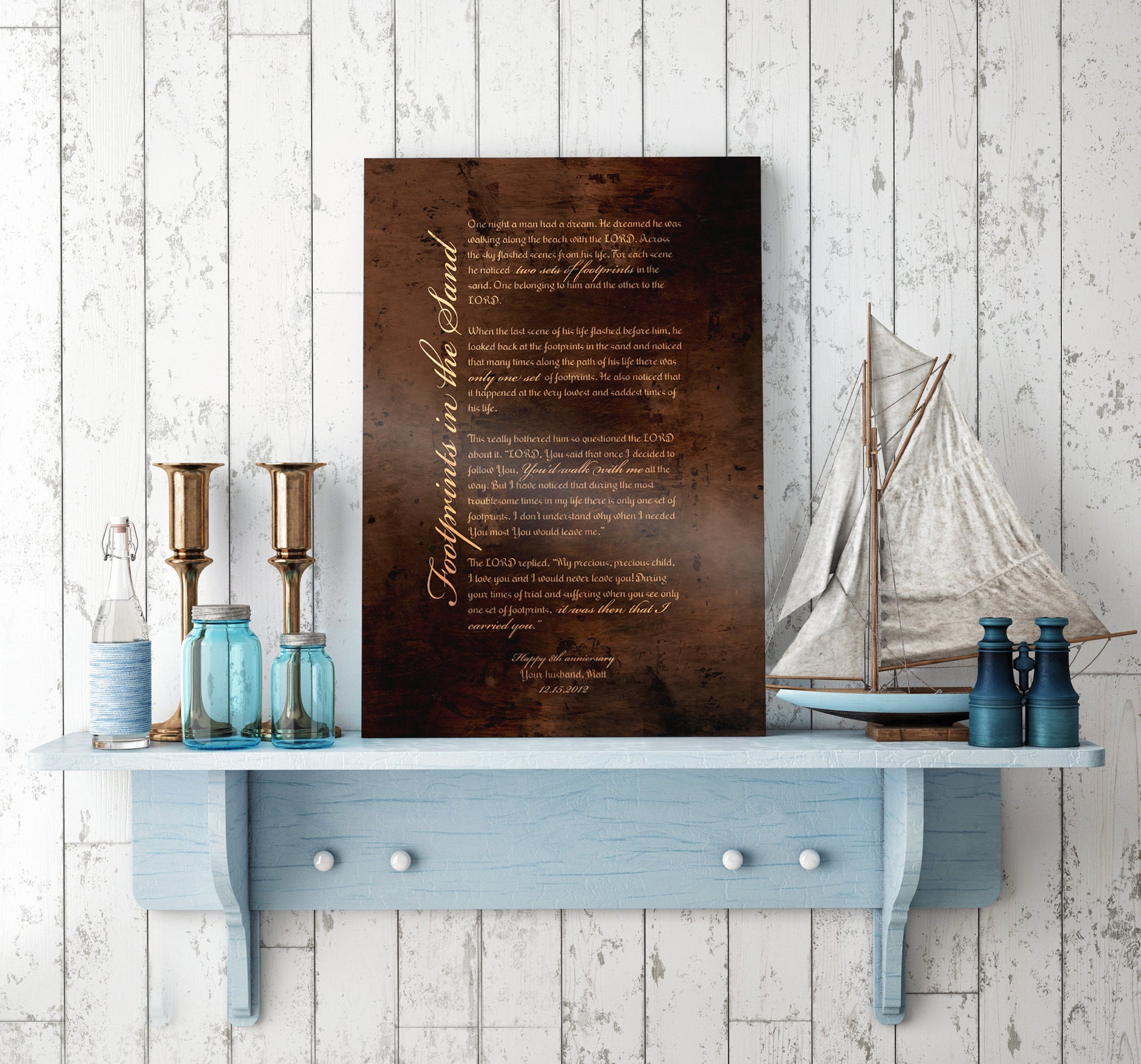 Footprints Poem, Footprints in the Sand, Christian Gift, 8th Anniversary, Encouragement, 19th anniversary, Sign, Scripture Gift, Gift Idea