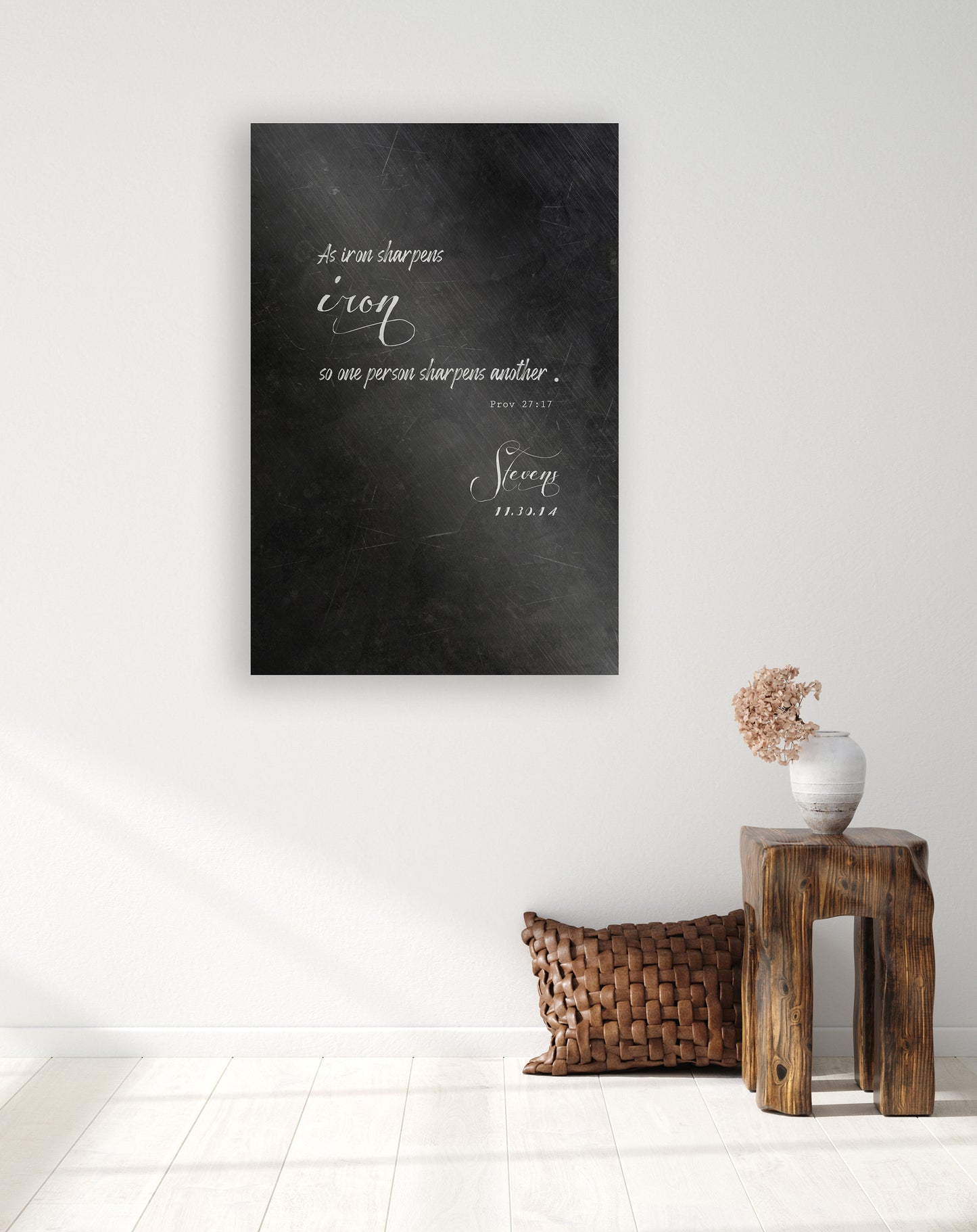 As Iron Sharpens Iron, Monogrammed Gift, for, wife, her, Scripture, Sign, Proverbs 27:17, Gift for 6th, 6 Year Wedding, for Couple, Gift