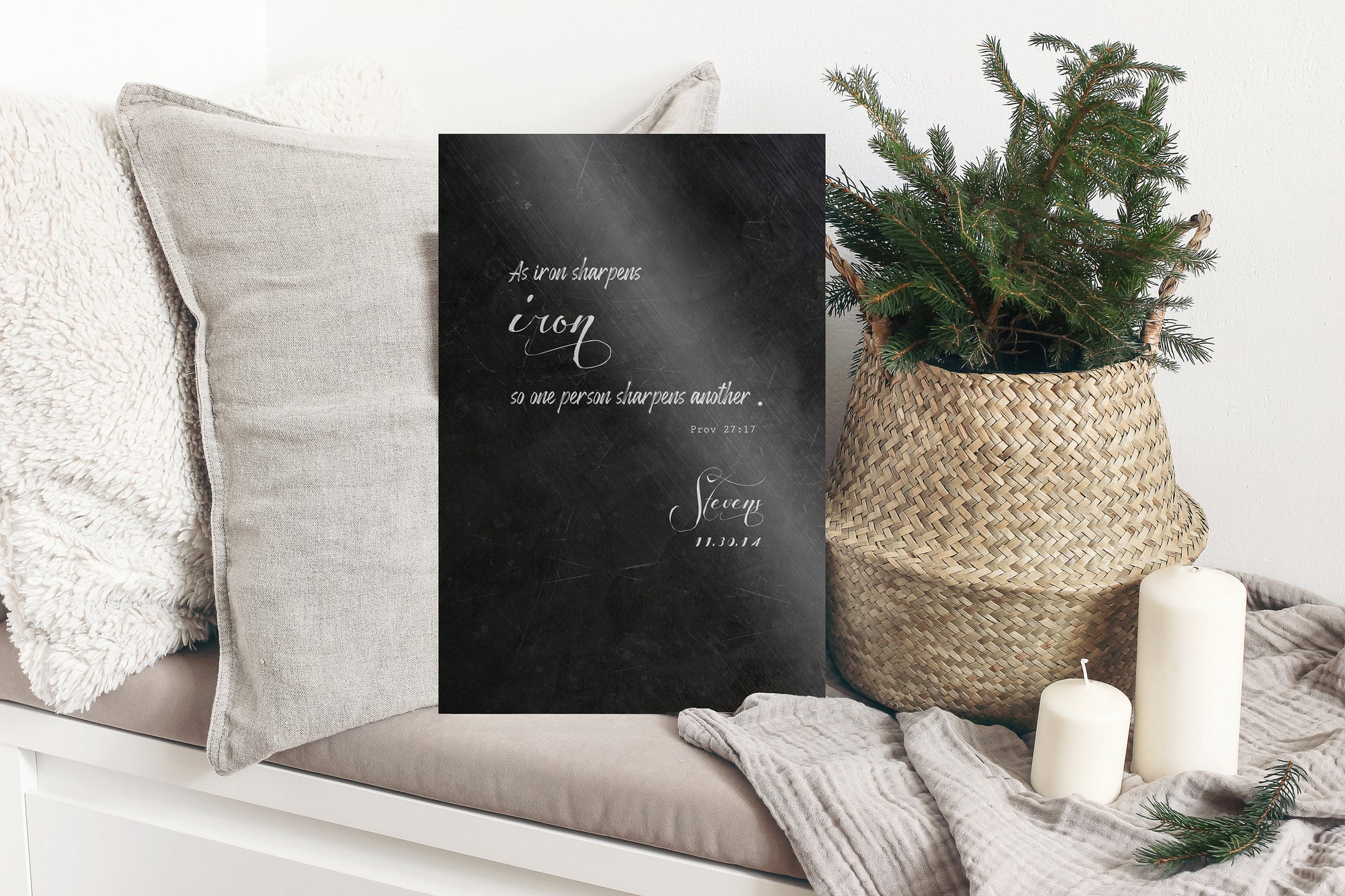 As Iron Sharpens Iron, Monogrammed Gift, for, wife, her, Scripture, Sign, Proverbs 27:17, Gift for 6th, 6 Year Wedding, for Couple, Gift