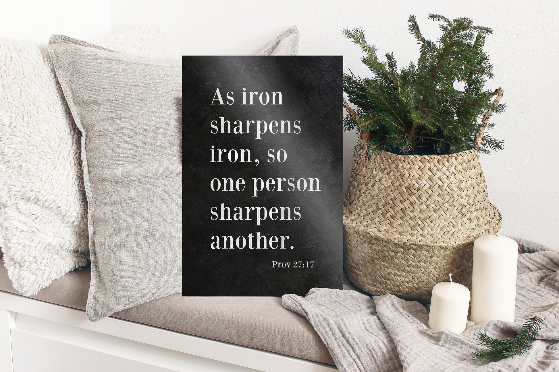 Proverbs 27:17, As Iron Sharpens Iron, Christian, Bible Verse, for, Him, Scripture, Sign, Subway, 6 Year Wedding, for Couple, Gift