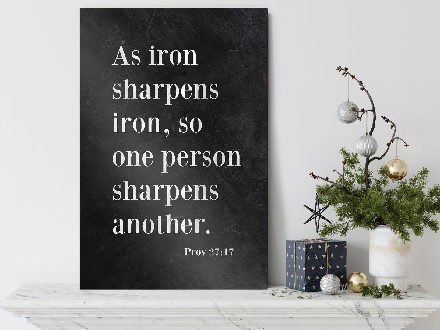 Proverbs 27:17, As Iron Sharpens Iron, Christian, Bible Verse, for, Him, Scripture, Sign, Subway, 6 Year Wedding, for Couple, Gift