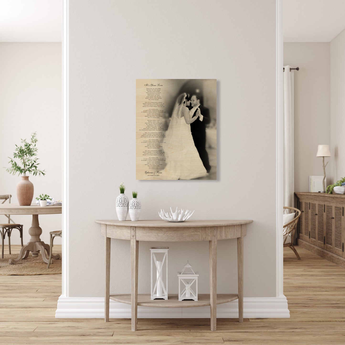 Wood Anniversary Gift, Wedding Photo on Wood