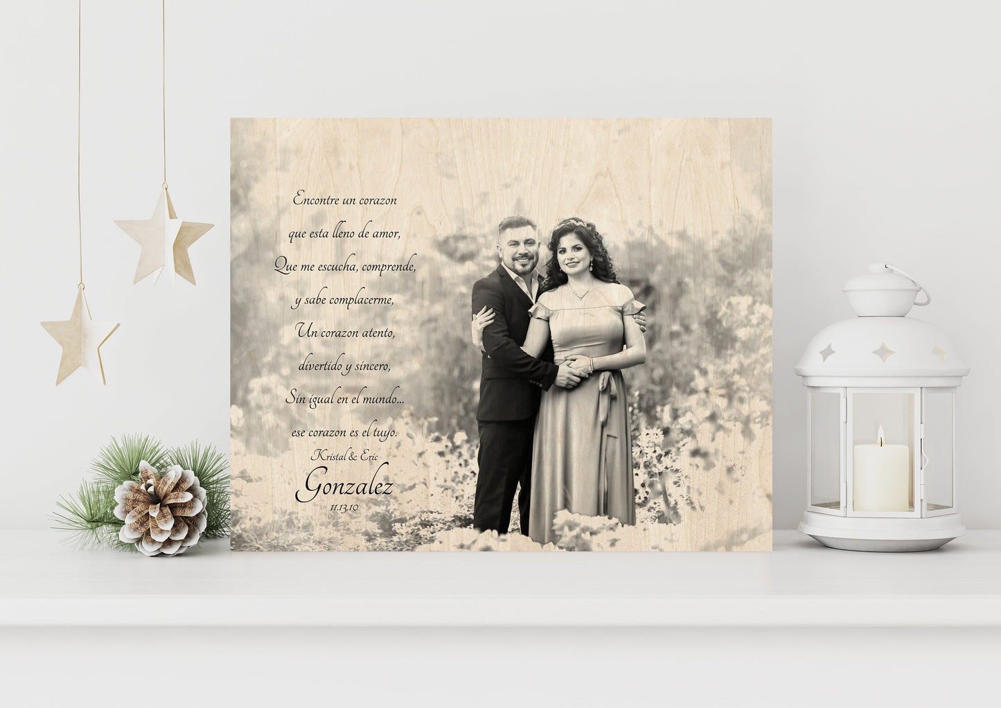 Wood Anniversary Gift, Wedding Photo on Wood