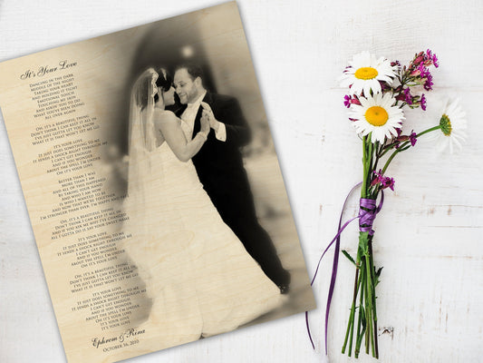 Wood Anniversary Gift, Wedding Photo on Wood