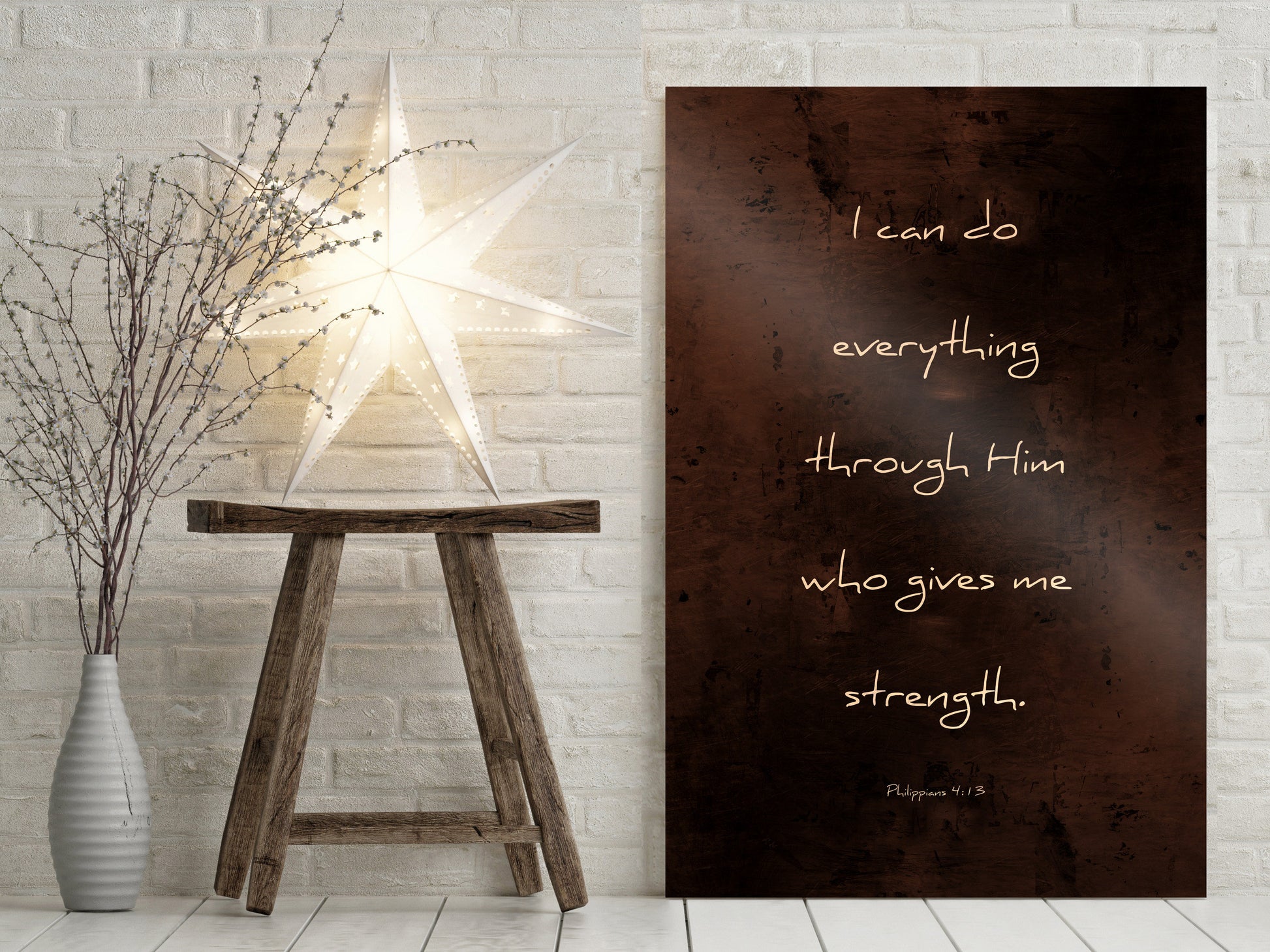 Philippians 4:13, I can do all things, Christian, Gift, Religious, Bronze, Anniversary Gift, Gift, pastor, Gift for Brother, Scripture Sign,