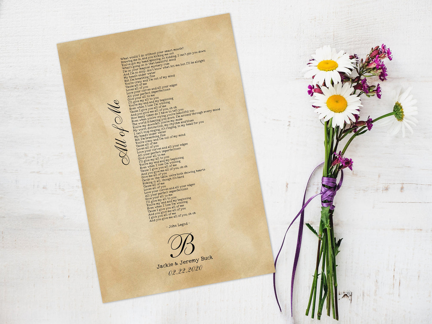 Song lyrics Print, First