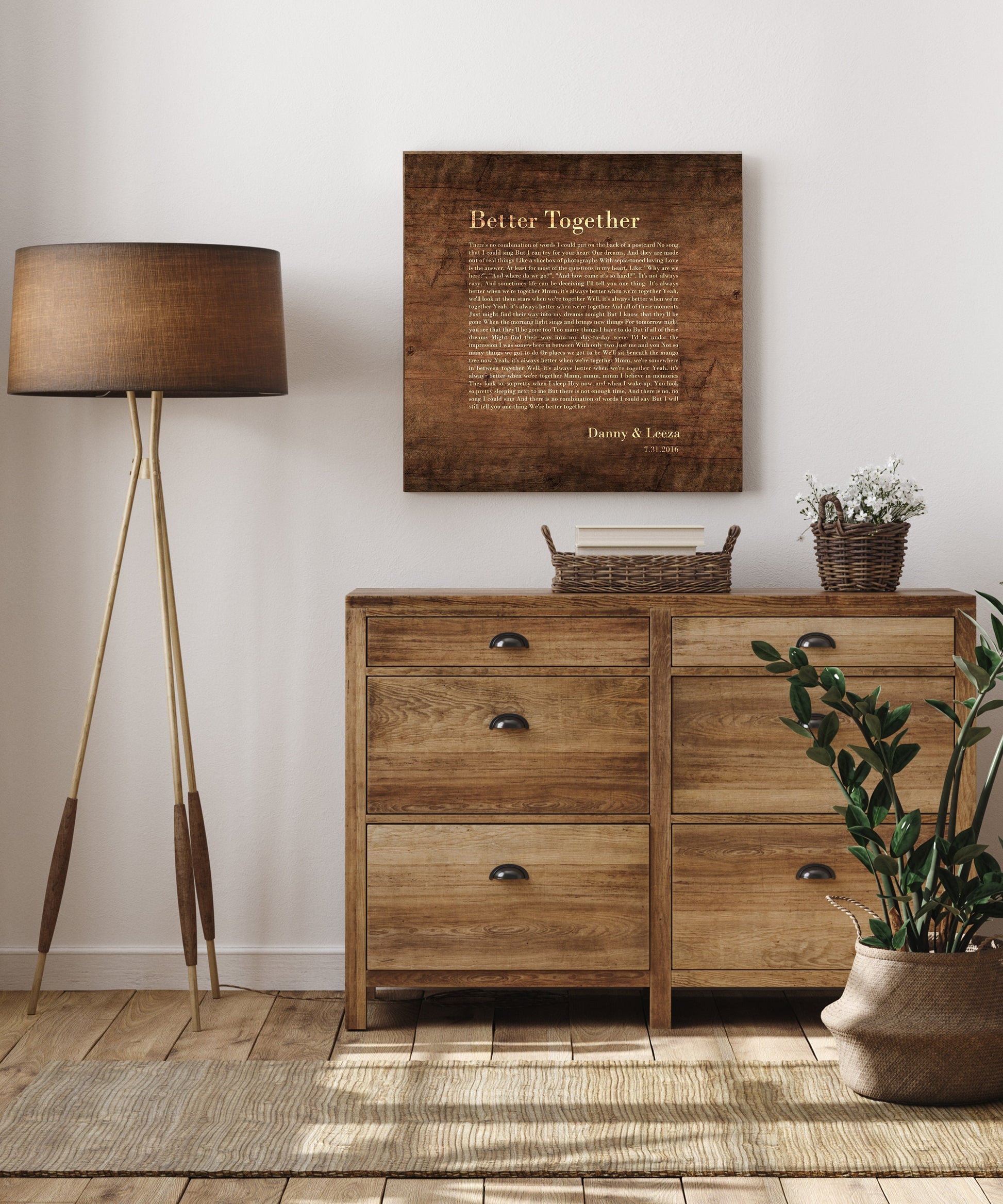 Wood Anniversary Gift for her, Song Print