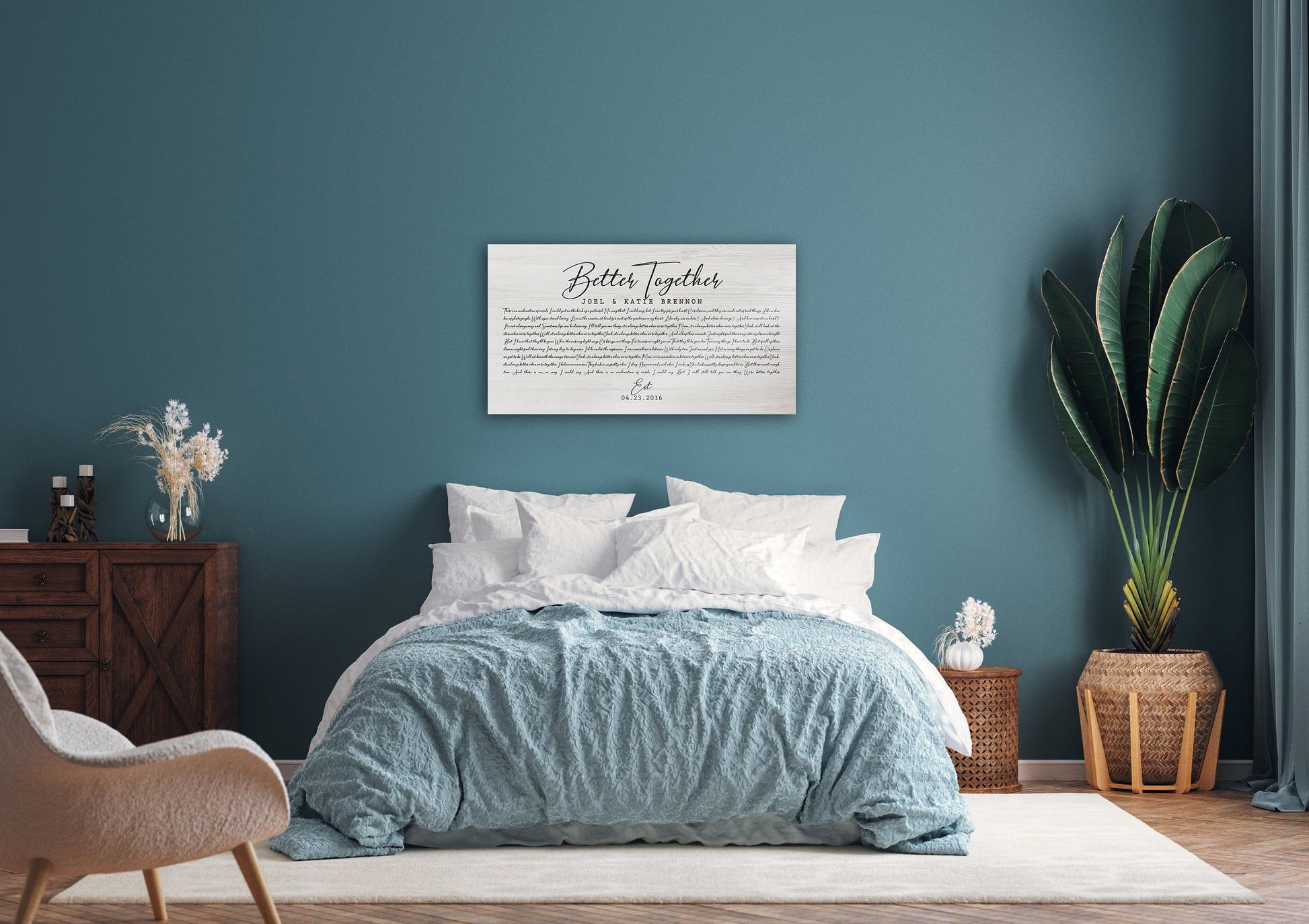 Whitewashed Wood Sign, Wood Sign with Song Lyric