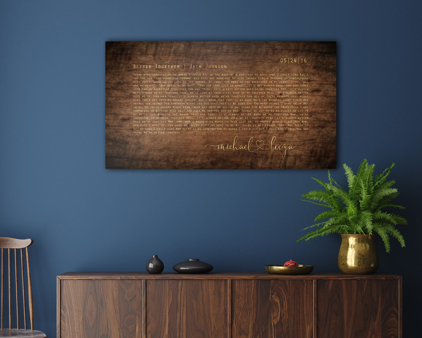 Wood Anniversary Gift for Her, Wood sign with Lyrics