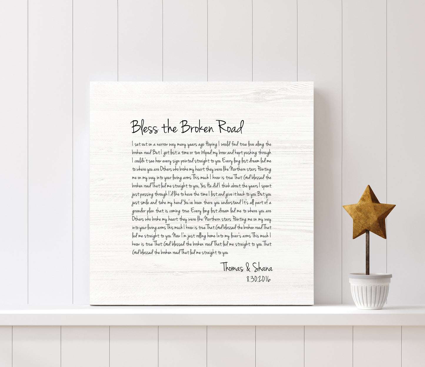 Wood Anniversary Gift for her, Song Print