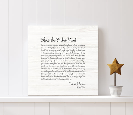 Wood Anniversary Gift for her, Song Print