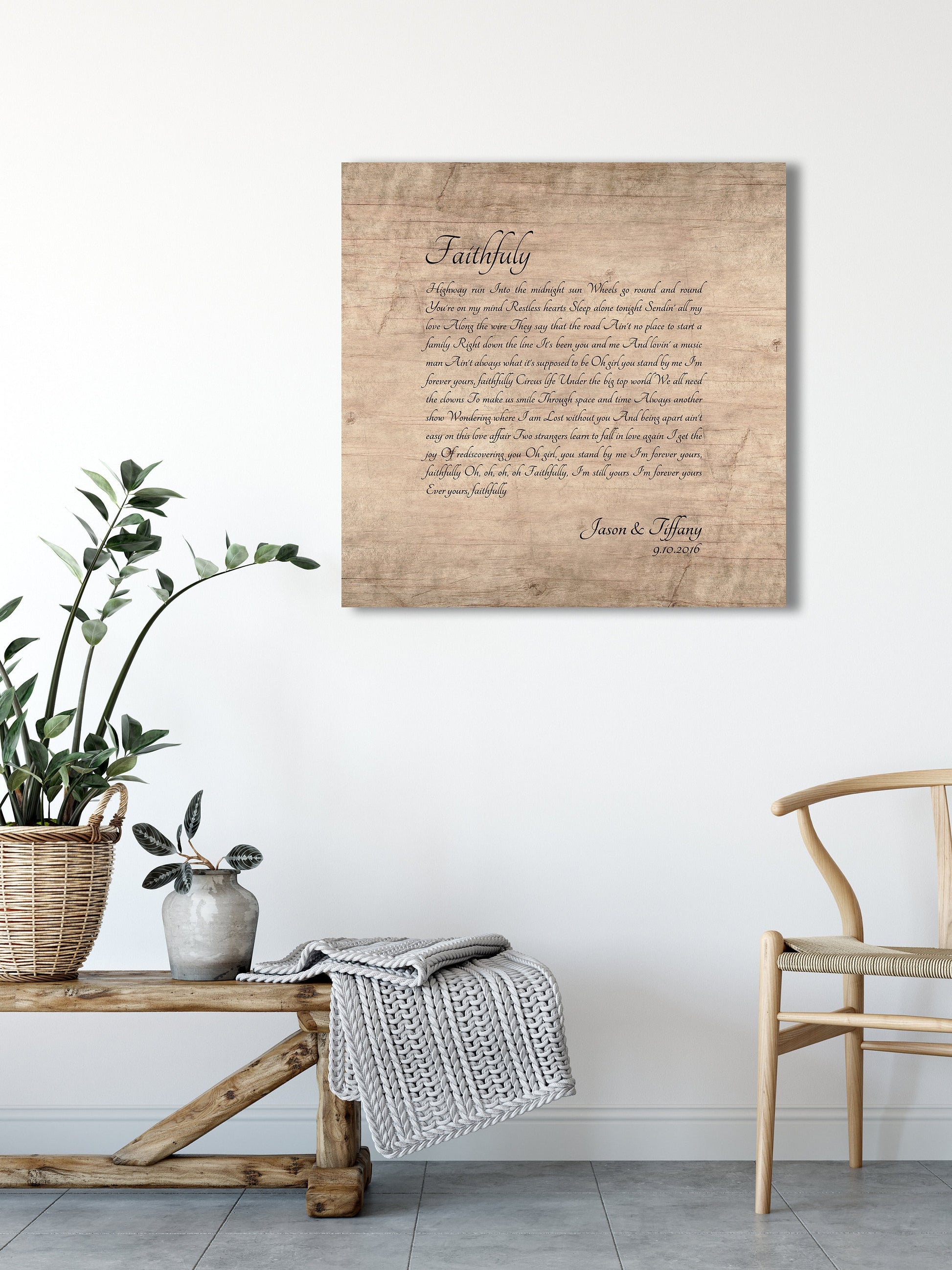 Wood Anniversary Gift for her, Song Print