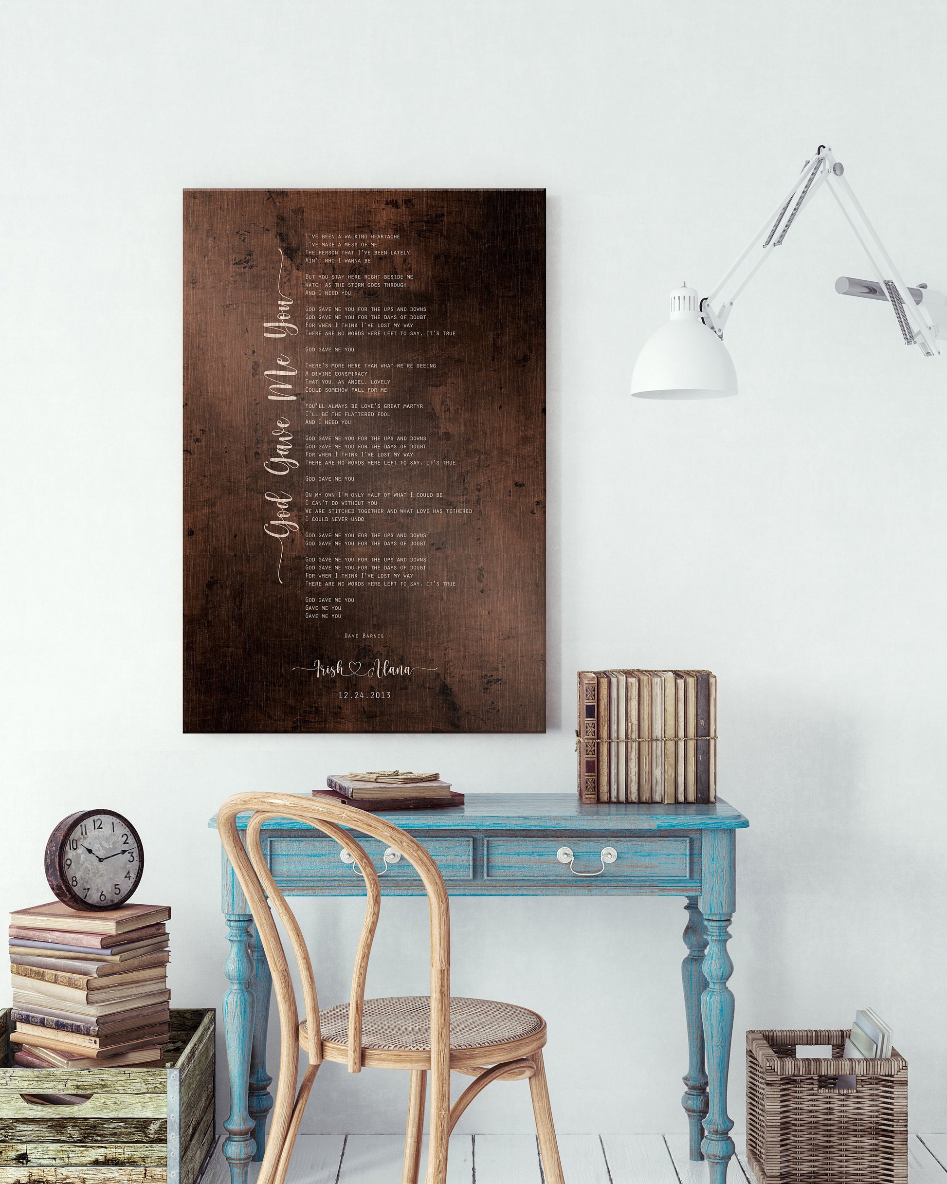 Bronze Anniversary Gift for Men, Song Lyrics Sign