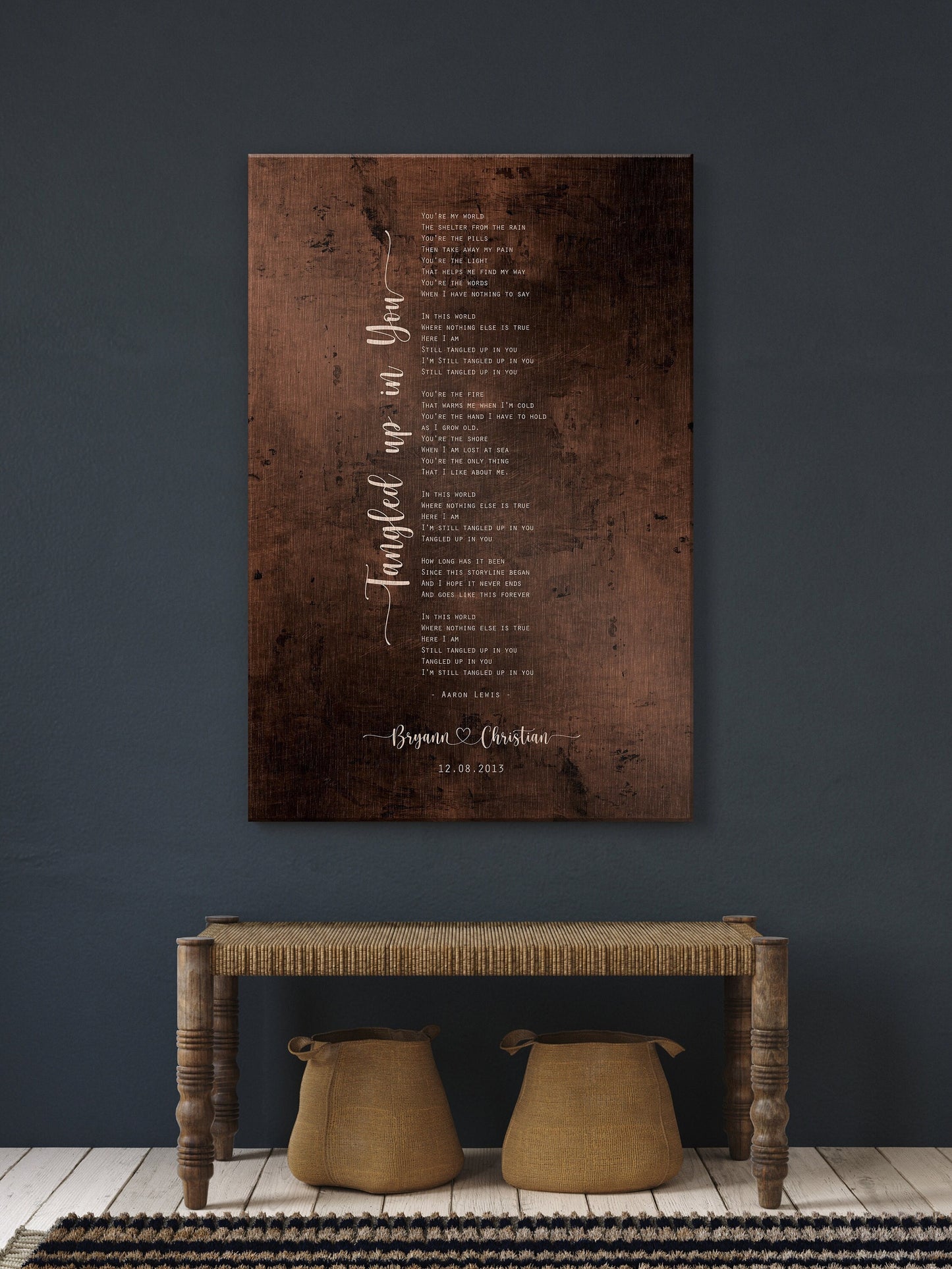 Bronze Anniversary Gift for Men, Song Lyrics Sign