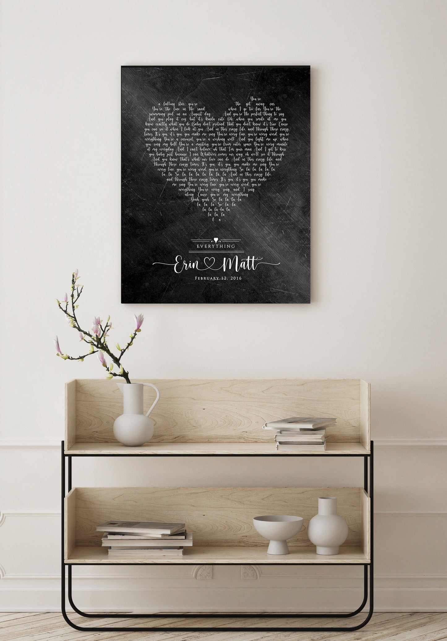 6 Year Anniversary Gift for Him, Song lyric sign