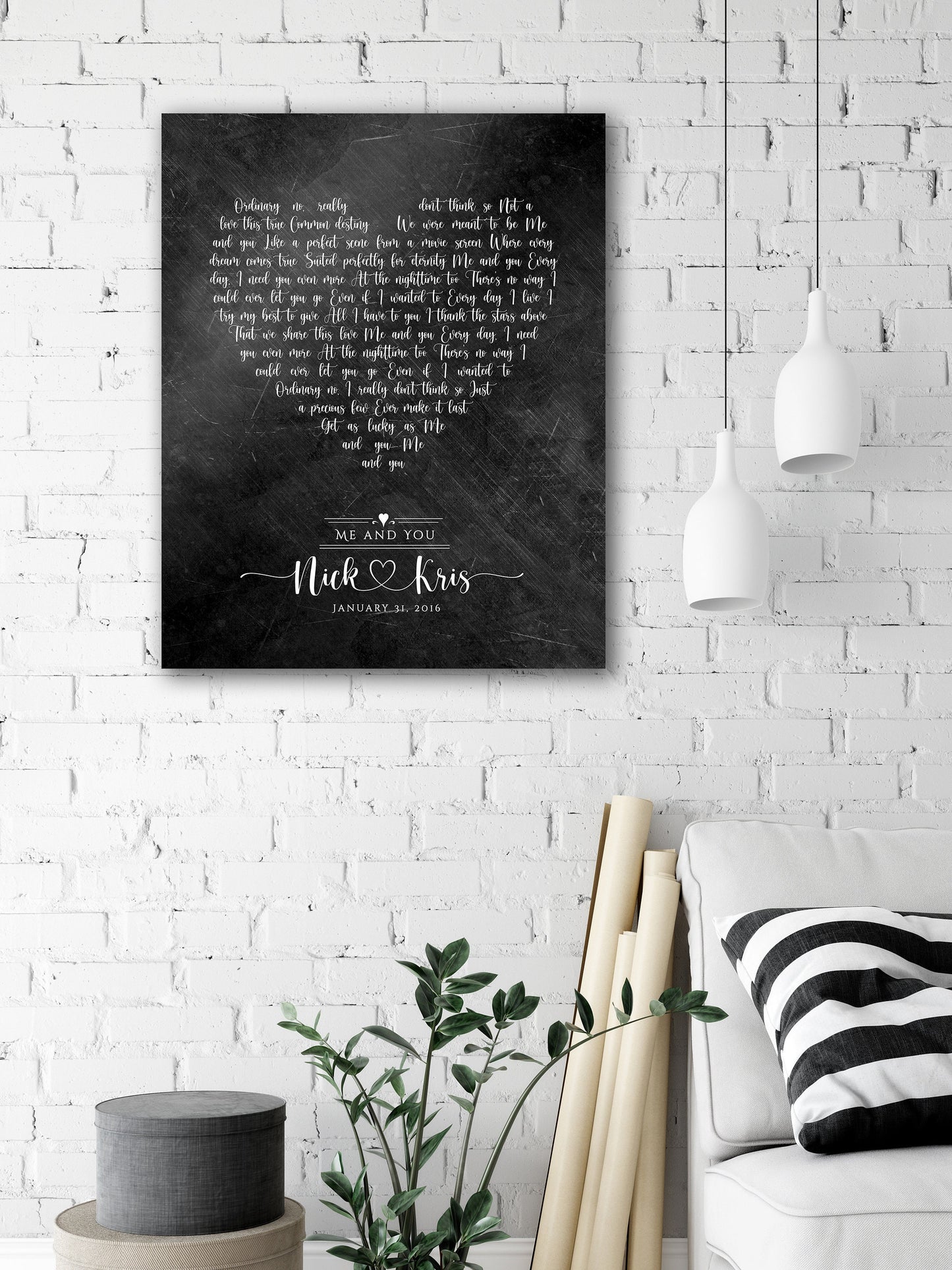 6 Year Anniversary Gift for Him, Song lyric sign