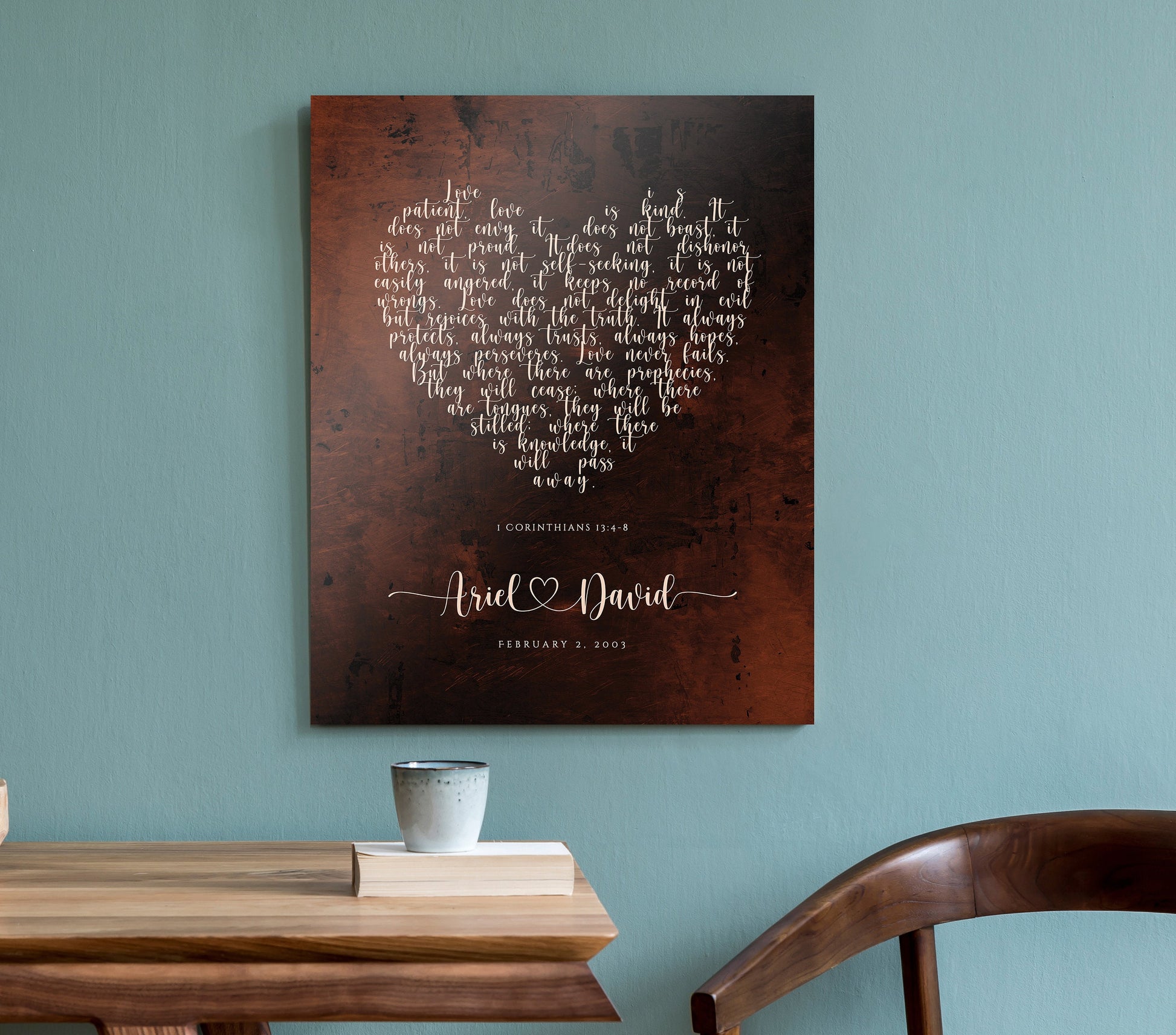 Bronze Gift for her, Love never fails