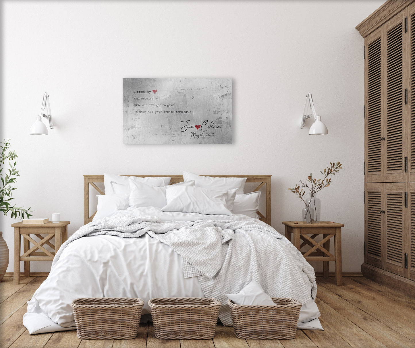 Rustic Song Lyric Sign, I Cross My Heart