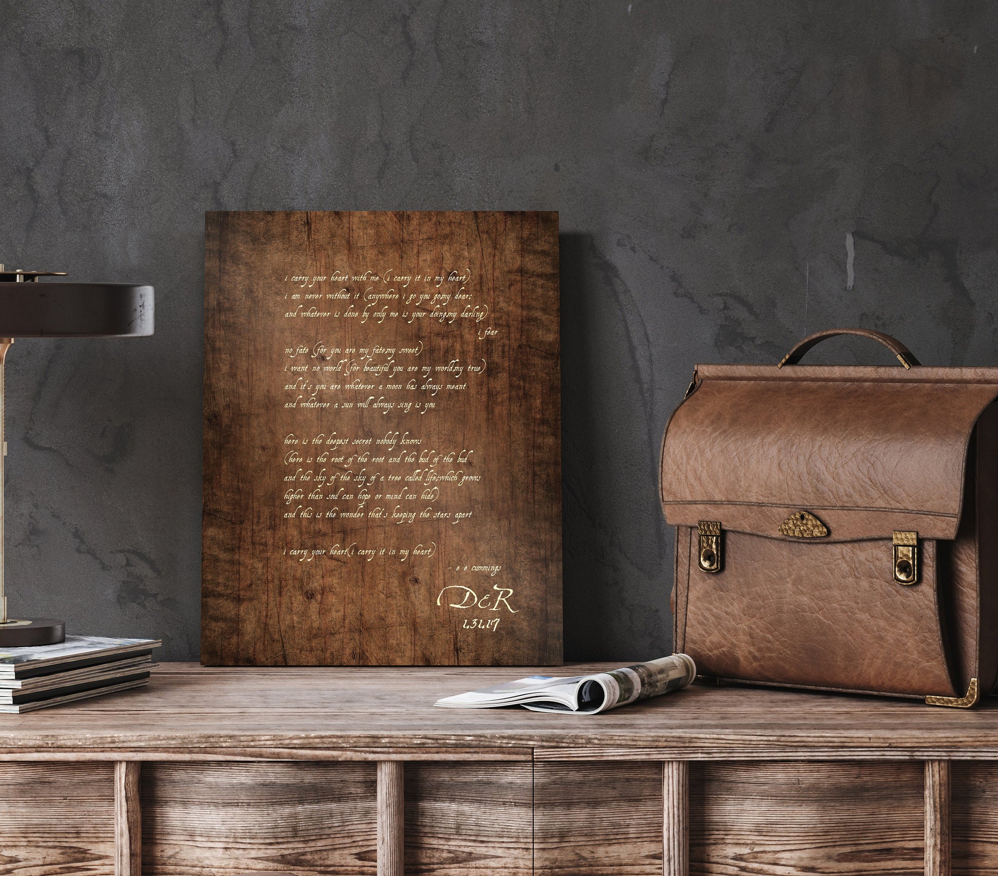 E.E. Cummings Poem, 5 Year Anniversary gift for Wife