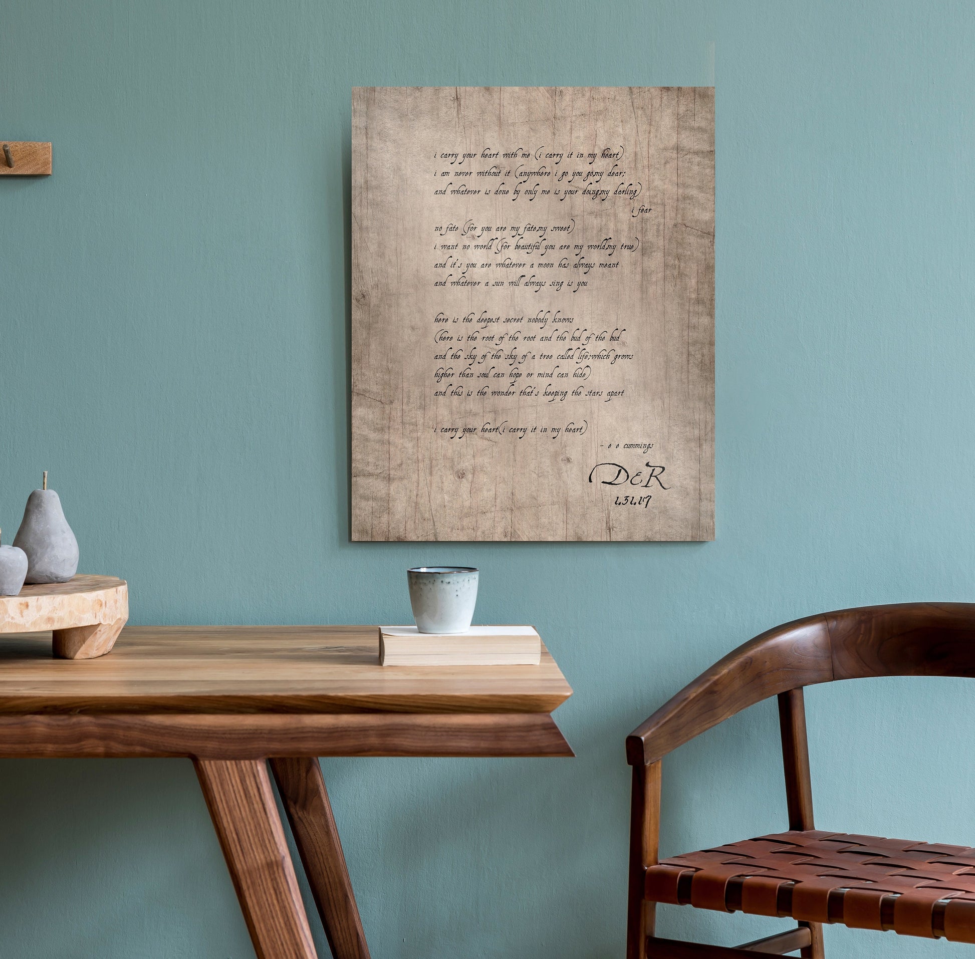 E.E. Cummings Poem, 5 Year Anniversary gift for Wife