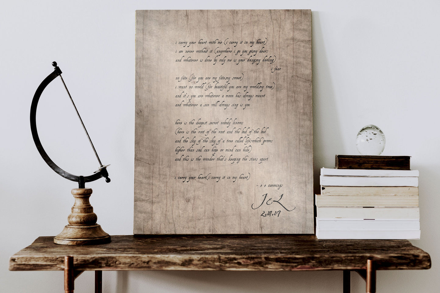 E.E. Cummings Poem, 5 Year Anniversary gift for Wife