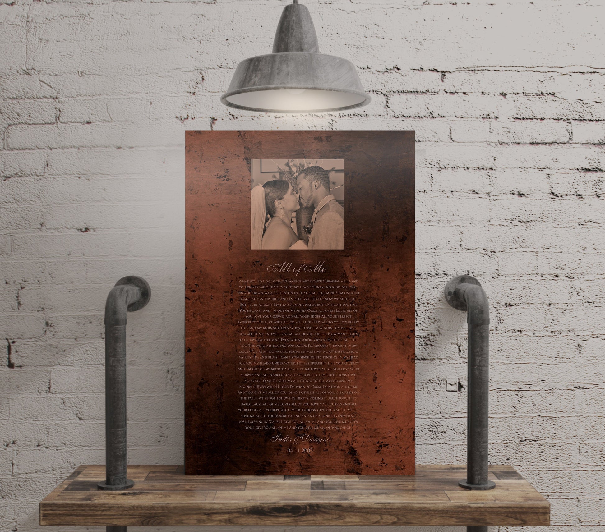 Bronze Anniversary Gift, Wedding Song on Bronze