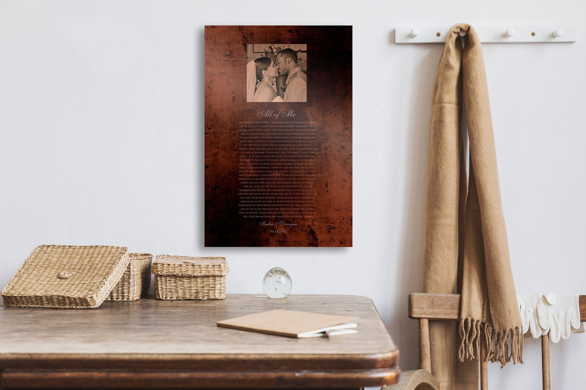 Bronze Anniversary Gift, Wedding Song on Bronze