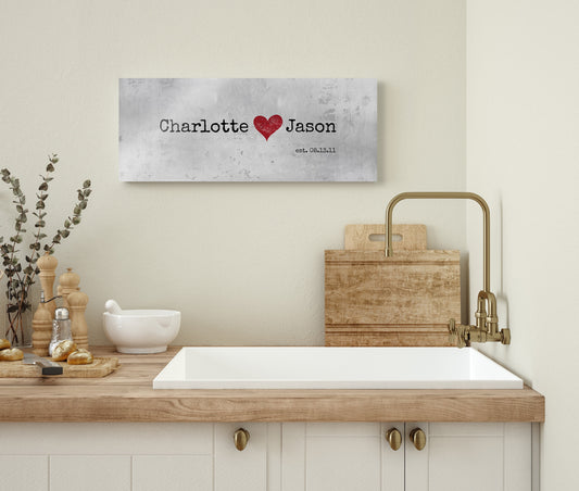 Rustic Name Sign with Heart, Tin Gift, 10th Anniversary Gift, Custom anniverary gift, Metal Established Sign, Tin Gift, 10 year anniversary