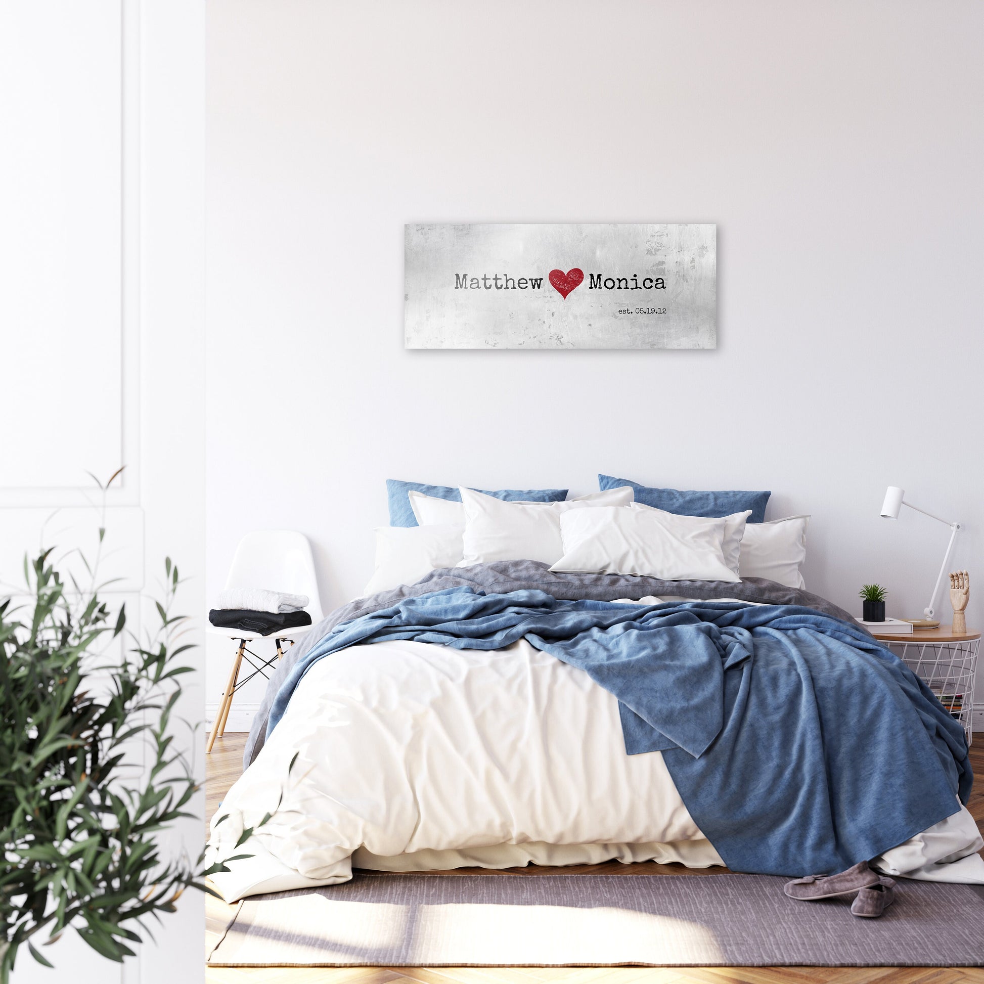 Tin Gift for her, Name Sign with Heart, Tin Anniversary Gift for wife, 10th Anniversary Gift for wife, Established Sign, Tin gift for him