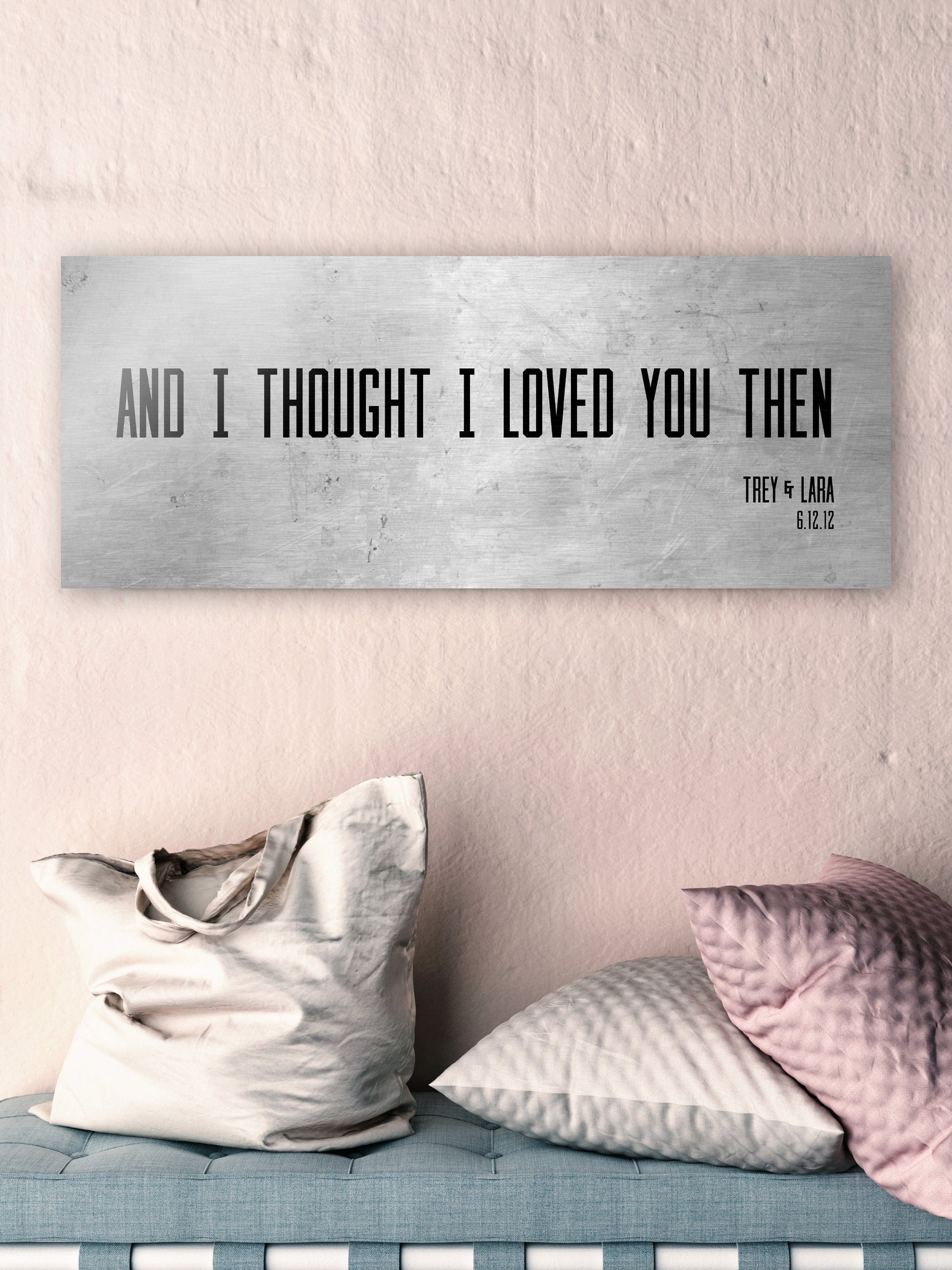 Romantic Tin Gift, Song quote sign, Sign with song lyric, Women anniversary plaque, 10th anniverary momento, Custom Gift for Wife, Est sign