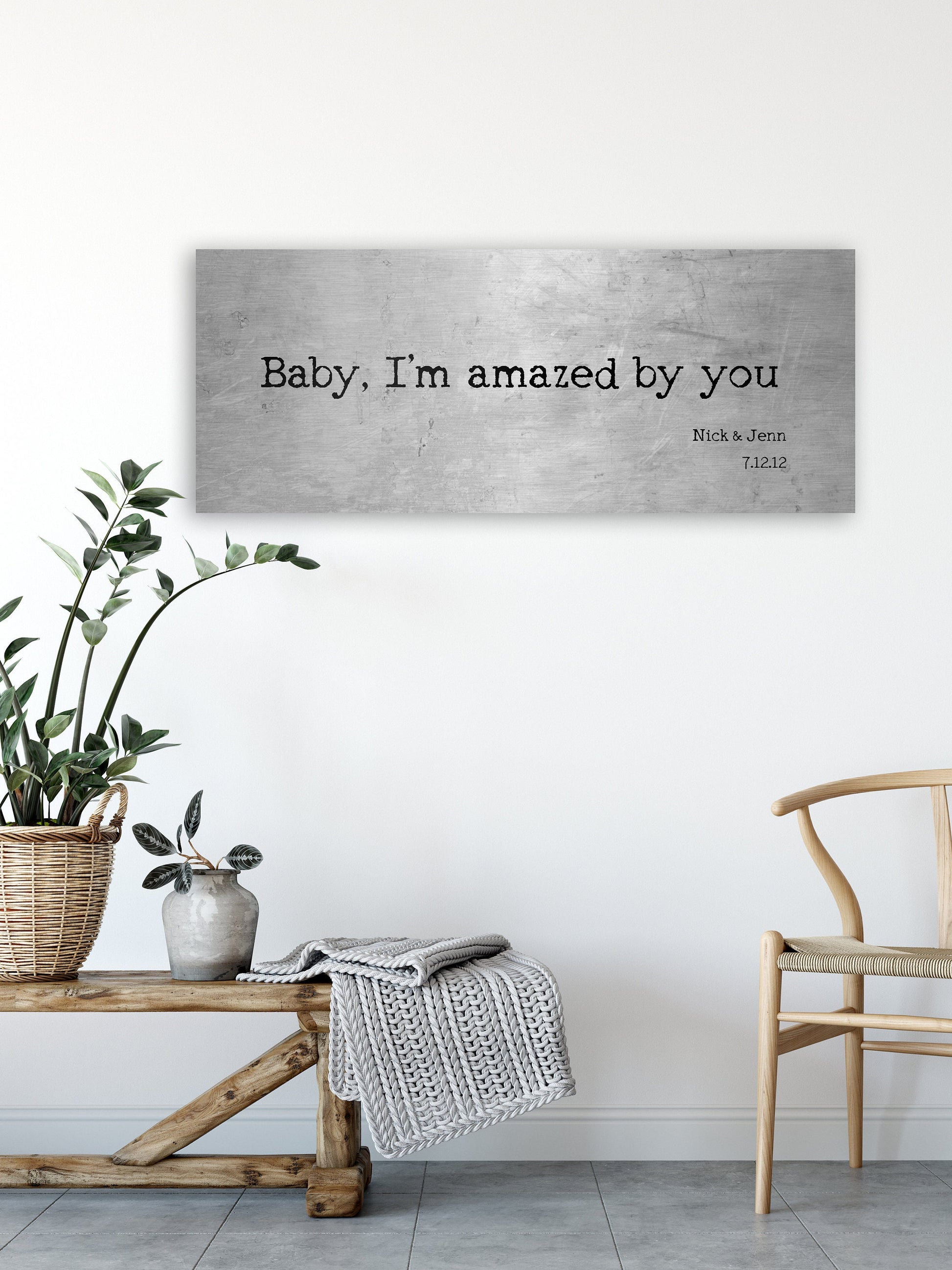 Romantic Tin Gift, Song quote sign, Sign with song lyric, Women anniversary plaque, 10th anniverary momento, Custom Gift for Wife, Est sign