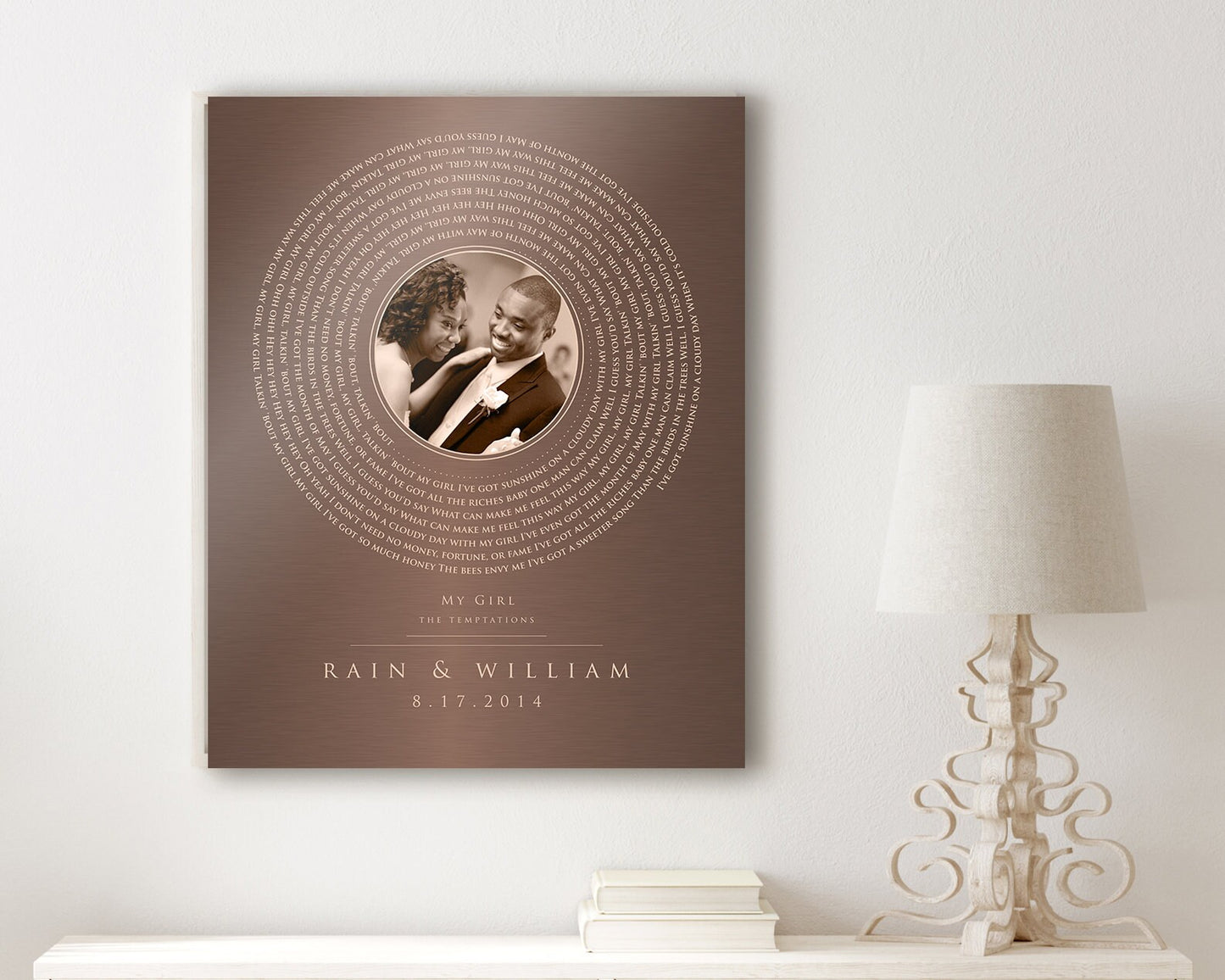 Bronze Vinyl Record Song Art, Bronze Gift, Bronzed Photo, Personalized Anniversary Gift, 8 year gift, Bronze Gift for him, 19 Year