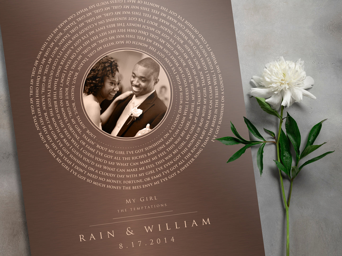 Bronze Vinyl Record Song Art, Bronze Gift, Bronzed Photo, Personalized Anniversary Gift, 8 year gift, Bronze Gift for him, 19 Year