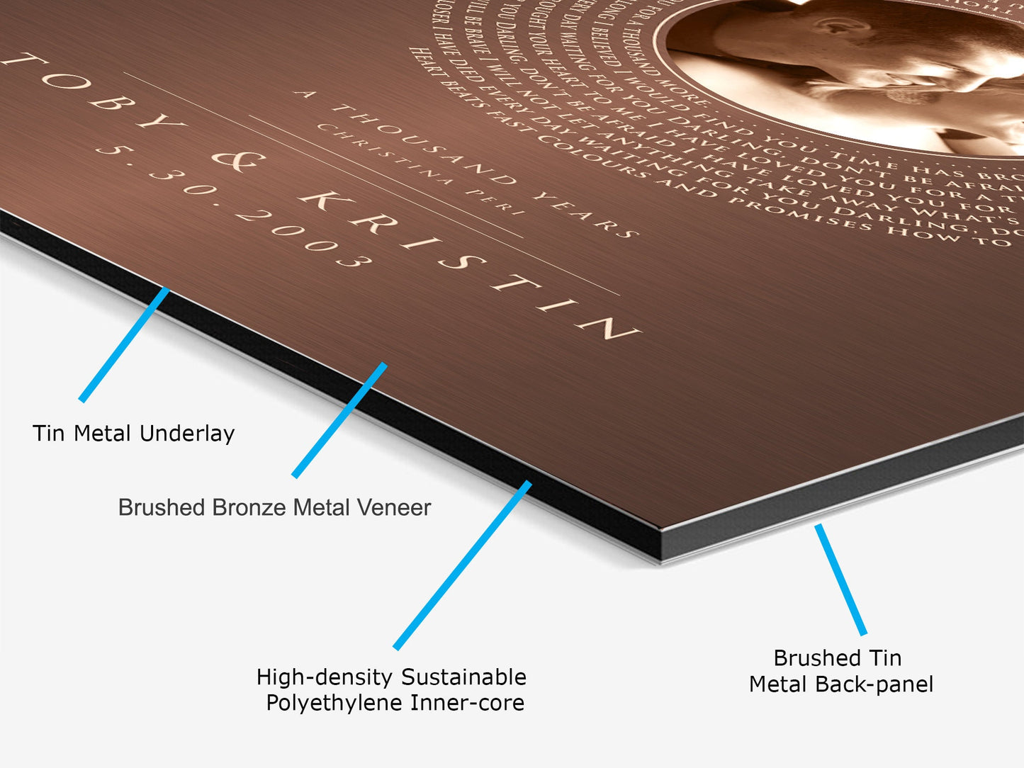 Bronze Vinyl Record Song Art, Bronze Gift, Bronzed Photo, Personalized Anniversary Gift, 8 year gift, Bronze Gift for him, 19 Year