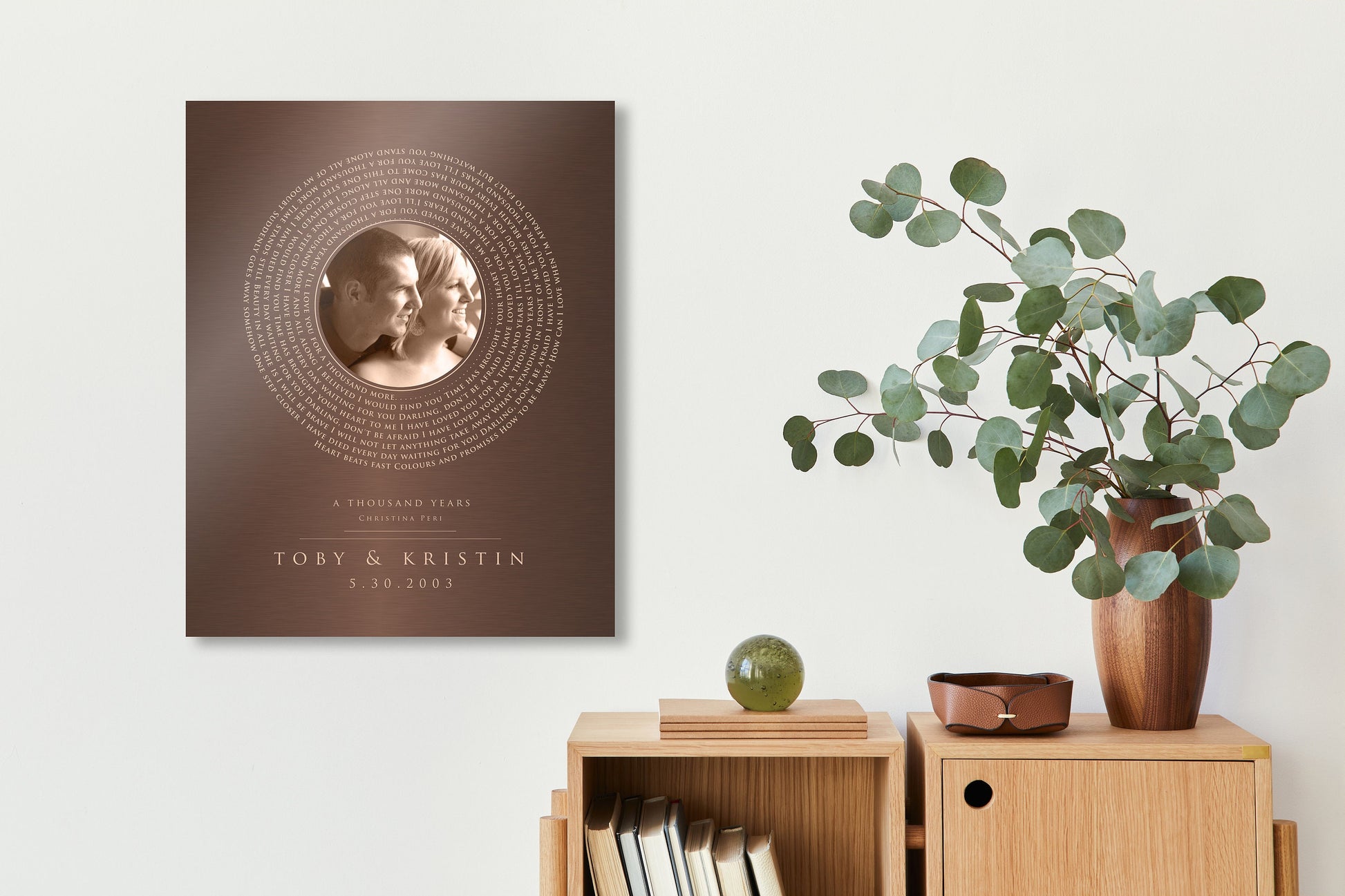 Bronze Vinyl Record Song Art, Bronze Gift, Bronzed Photo, Personalized Anniversary Gift, 8 year gift, Bronze Gift for him, 19 Year