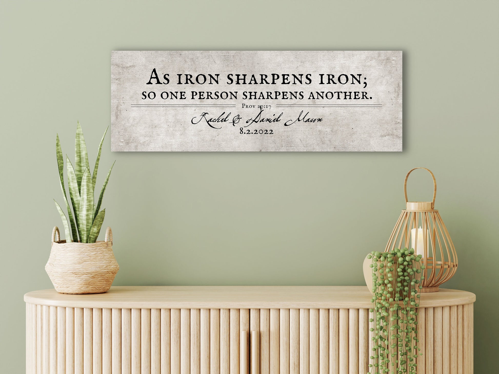 Iron sharpens Iron Sign, Cotton Gift, Scripture Gift for Couple, Cotton Anniverary Gift, Religious Gift for couple, Iron sharpen iron gift