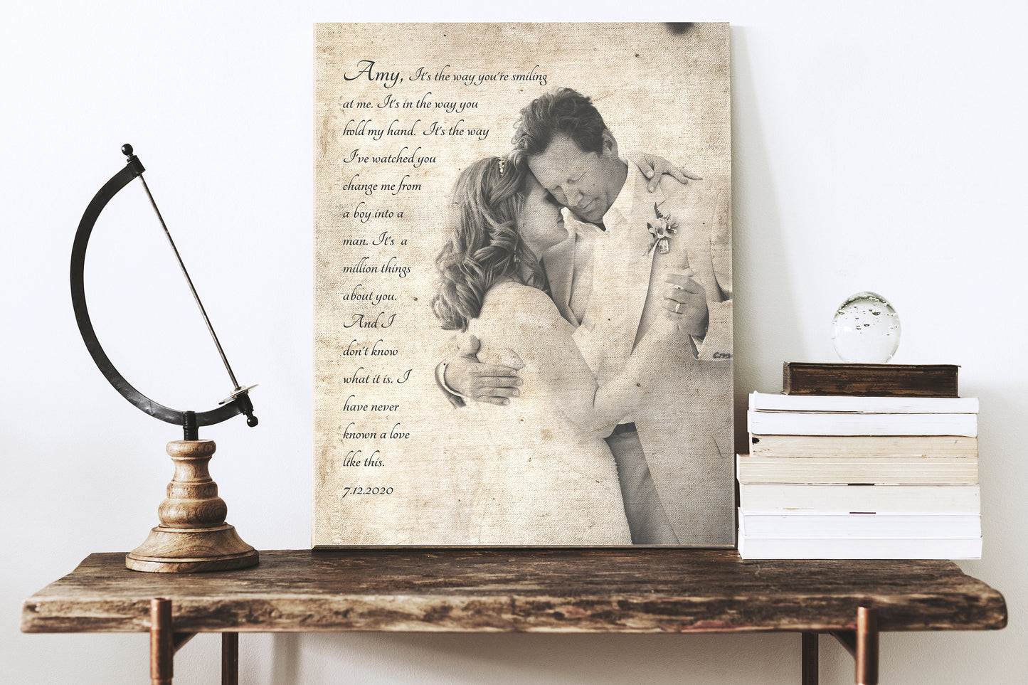 Vintage Cotton Photo Gift, Cotton Anniversary for Her, 2nd Anniversary Gift for women, 2 Year Anniversary Gift, Photo print on cotton