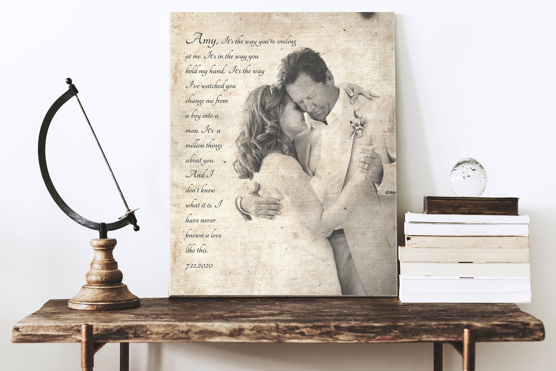 Vintage Cotton Photo Gift, Cotton Anniversary for Her, 2nd Anniversary Gift for women, 2 Year Anniversary Gift, Photo print on cotton