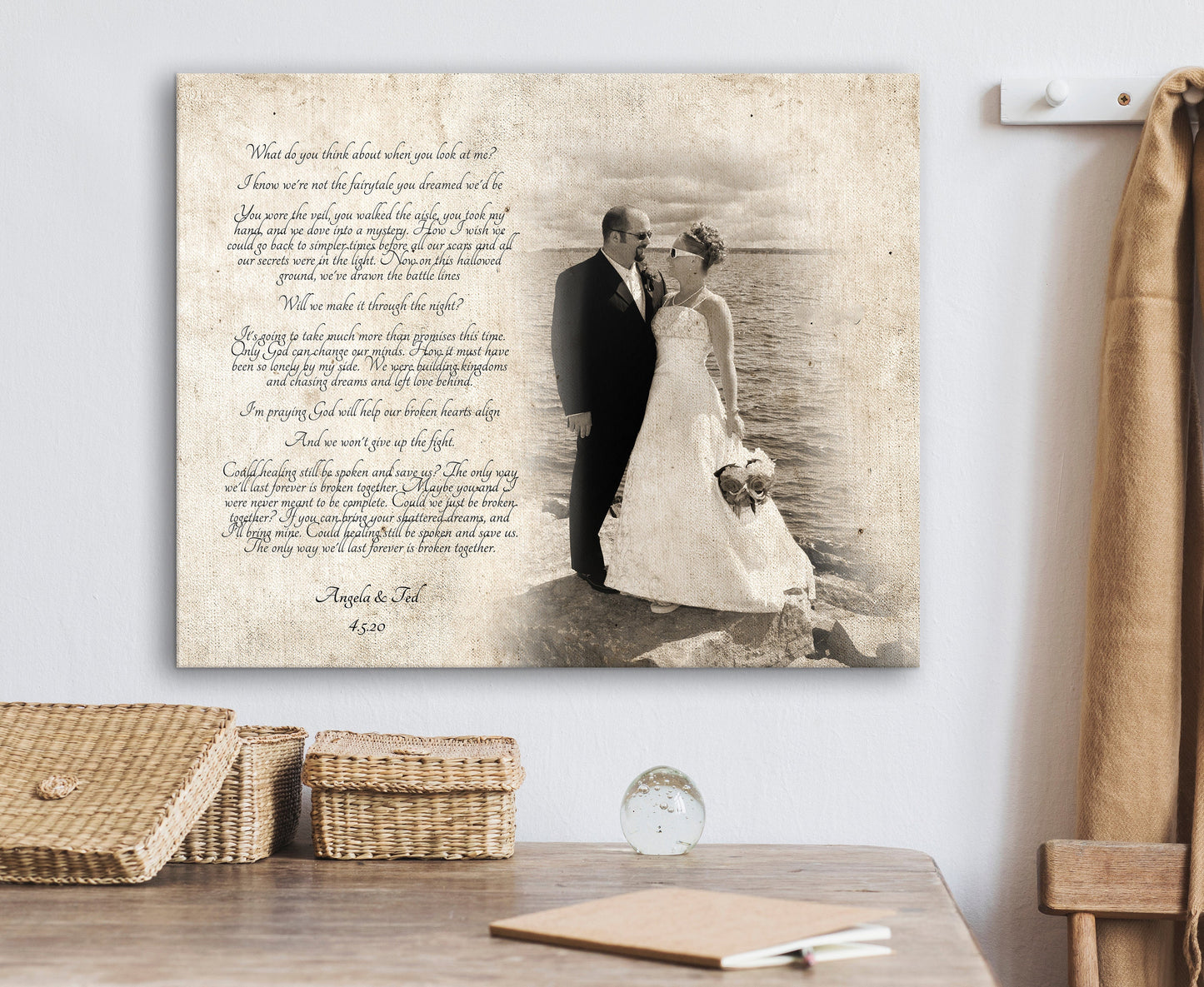 Vintage Cotton Photo Gift, Cotton Anniversary for Her, 2nd Anniversary Gift for women, 2 Year Anniversary Gift, Photo print on cotton